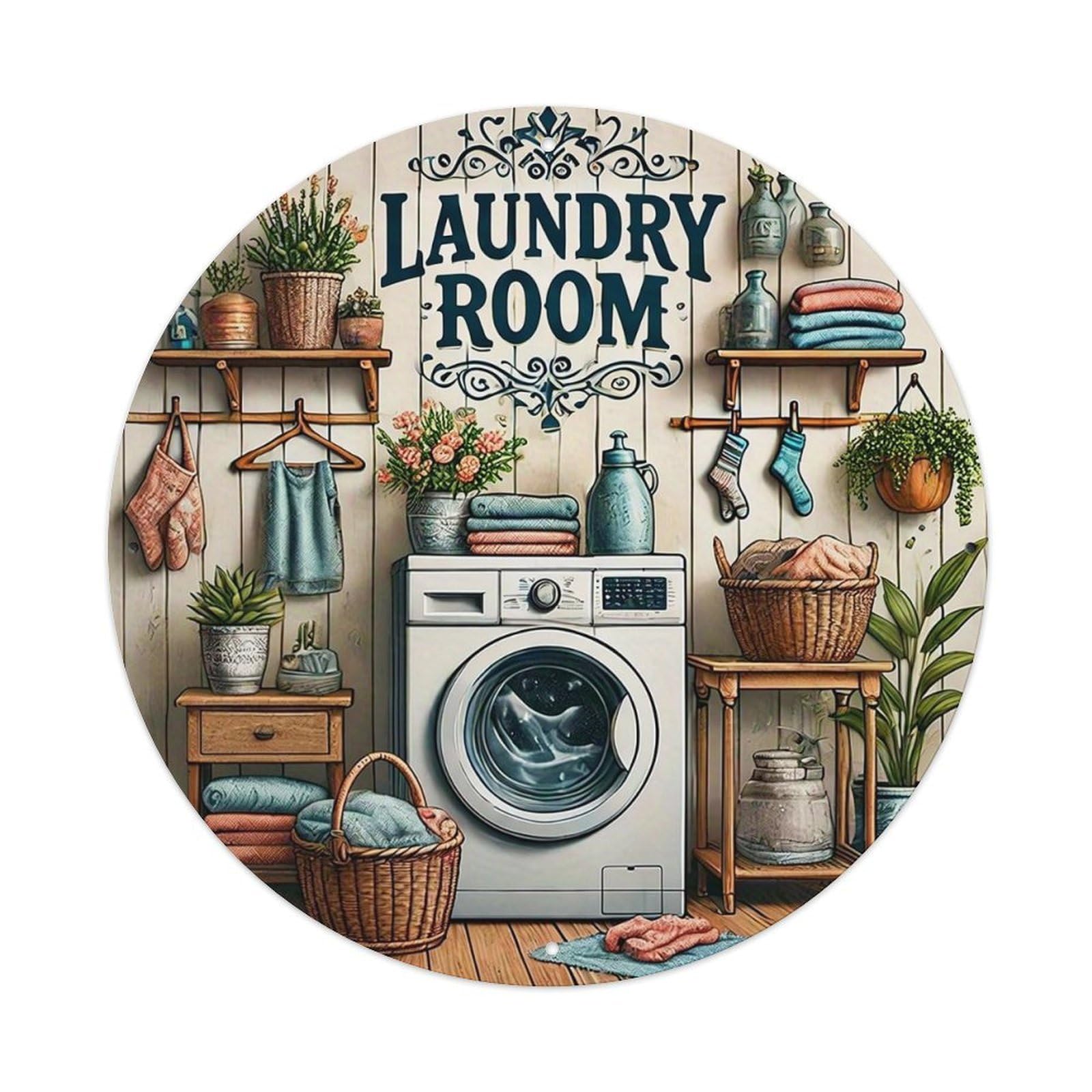 Laundry Room Vintage Wall Art Tin Sign Metal Poster Vintage Metal Signs for Home Man Cave Bar Cafe Kitchen laundry room Wall Decorations 8x8 inches