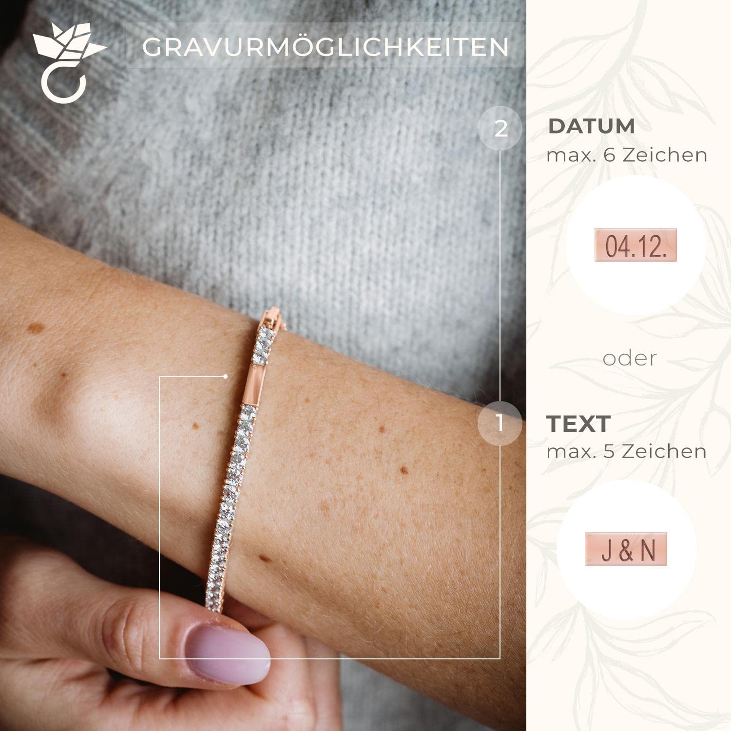Amoonìc Damen Tennisarmband Match aus 925er Silber oder vergoldet | Mit Zirkoniasteinen, Personalisiert mit Gravur, Geschenk für Sie