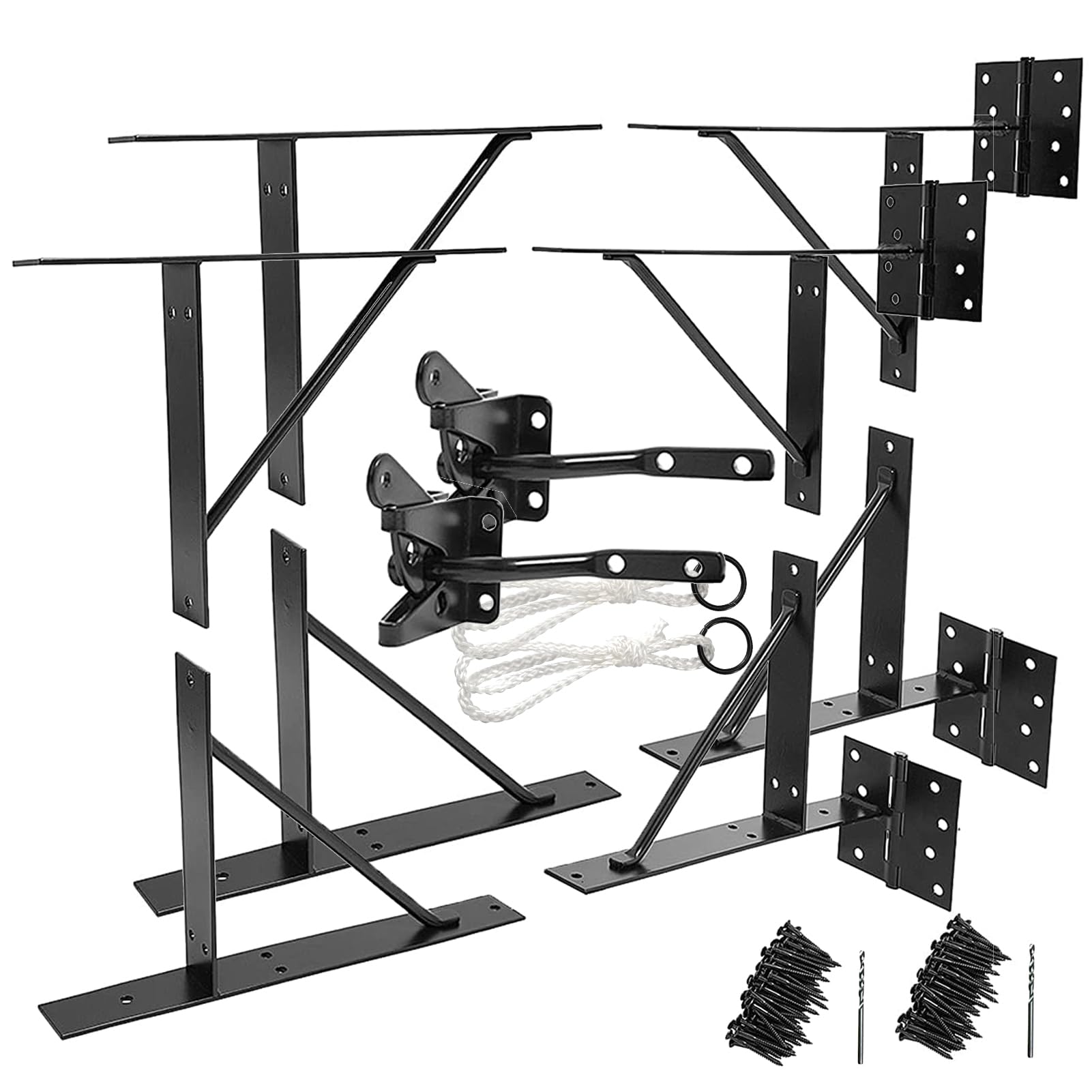 Anti Sag Gate Kit Heavy Duty No Sag Kit Gate Corner Brace Bracket for Wooden Gate Fence with a Self-Locking Gate Latch (No Sag Kit A - 2Set)