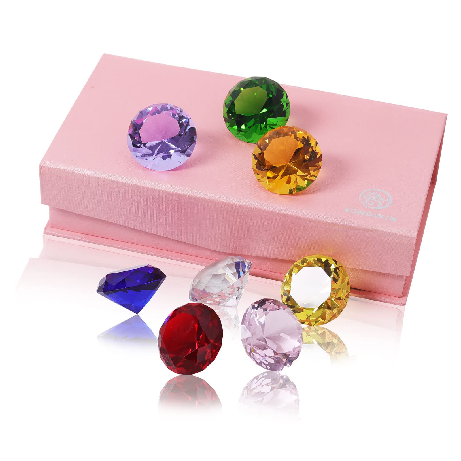 LONGWIN30mm (1.2 inch) Crystal Diamond Paperweight Pirate Gems Birthstone Table Decorations Christmas Centerpiece Gift