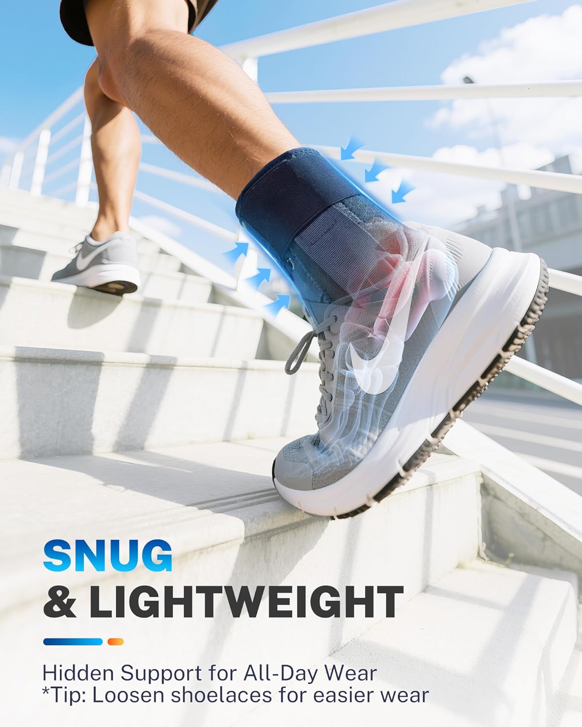 Ankle Brace for Men Women with Quick Lace Up, Adjustable Figure 8 Compression Support for Achilles Tendonitis, Ankle Sprain & Swelling Relief for Volleyball, Running & Daily Wear, M