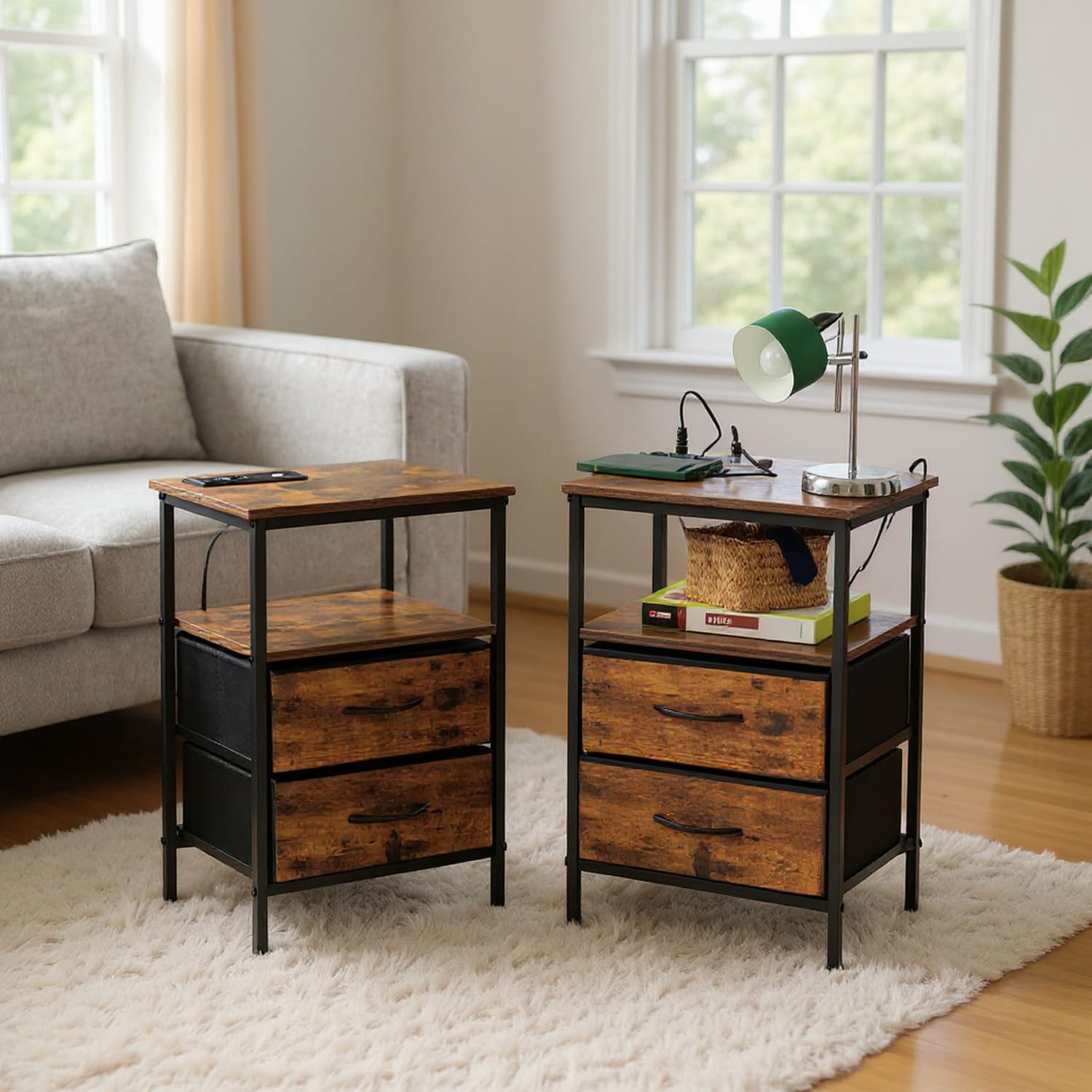 Table pour Téléphone FurnitureR avec LED et Prises Set de 2