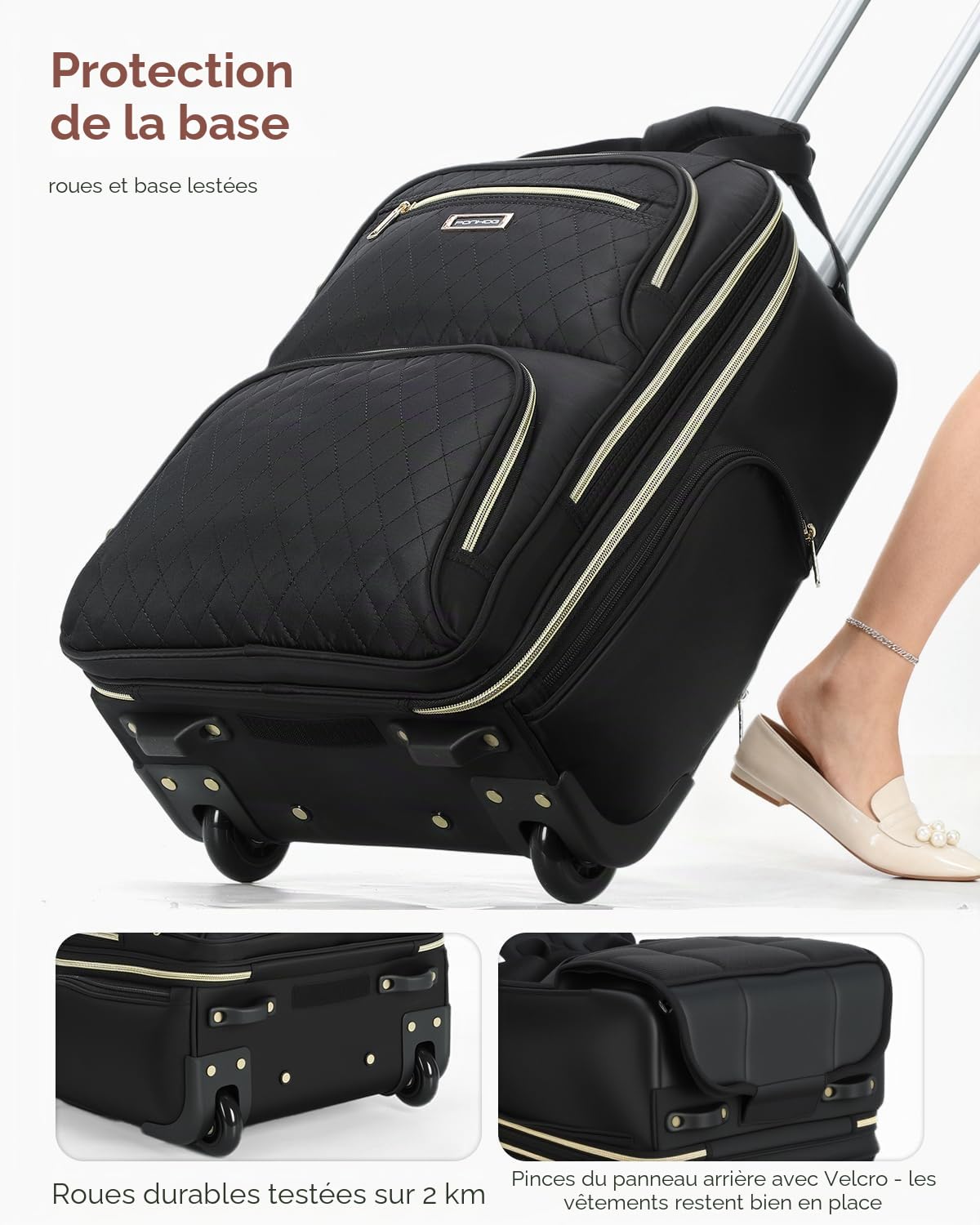 Ponhog Sac à Dos à roulettes pour Femme 35 L 17,3" Ordinateur Portable Voyage