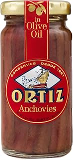 Ortiz Anchovies in Extra Virgin Olive Oil - Premium Firm Buttery Fillets, Rich Umami, Wild Caught Spain, Ideal for Pizza Pasta Caesar Salad, 3.3oz Jar