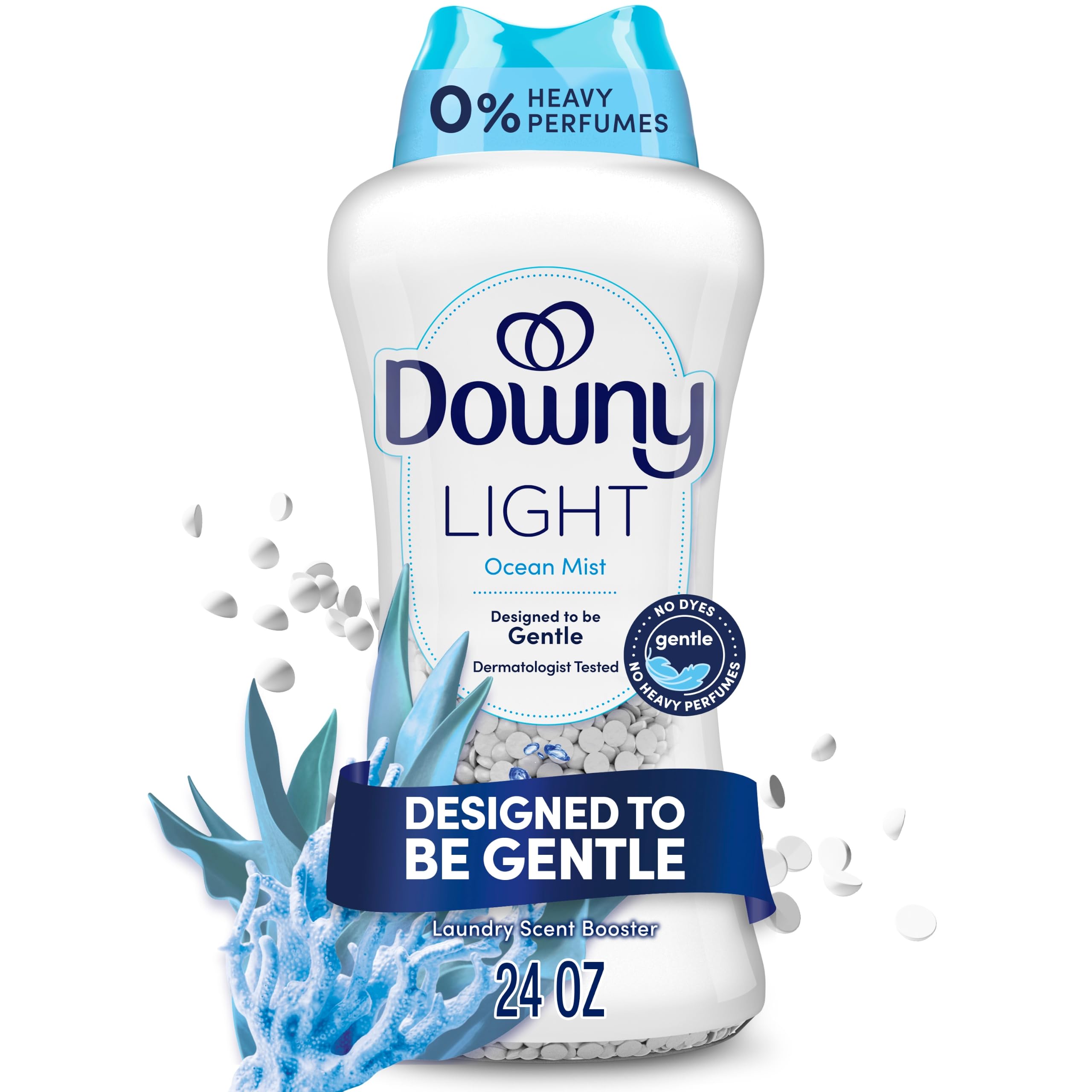 Downy Light Laundry Scent Booster Beads, Ocean Mist Scent, 24 OZ, In-Wash Fabric Beads Designed To Be Gentle With A Light Boost Of Scent, No Heavy Perfumes