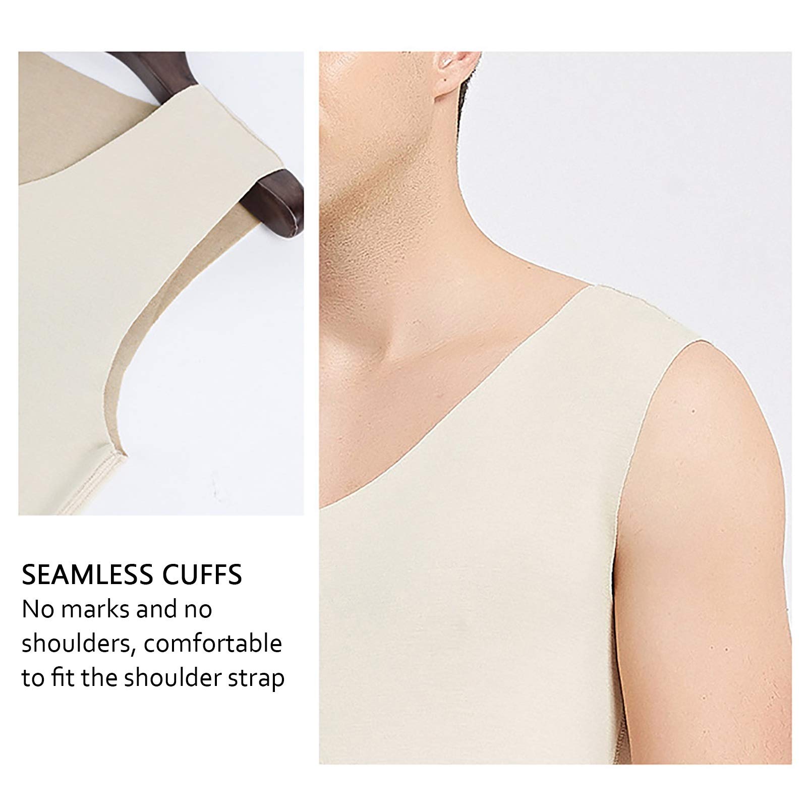Hombres Sin Mangas Térmica Chaleco Cálido Ropa Interior Sin Rastro Grueso Tops Otoño Invierno (Color : Skin, Size : Large)