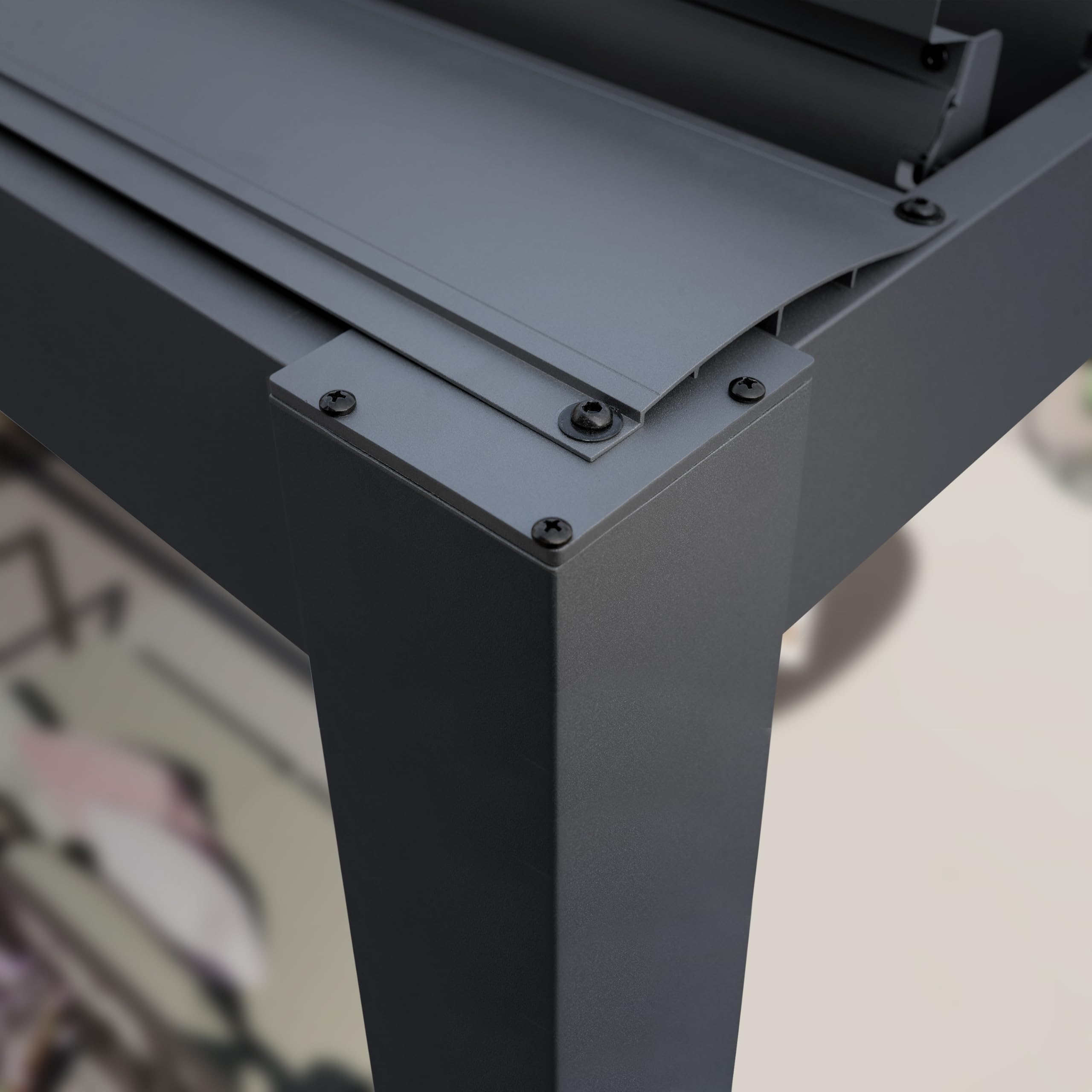PRIMEYARD Pérgola 3x3 m Postes de Aluminio con Techo de Lamas de Acero pabellón de jardín Antracita