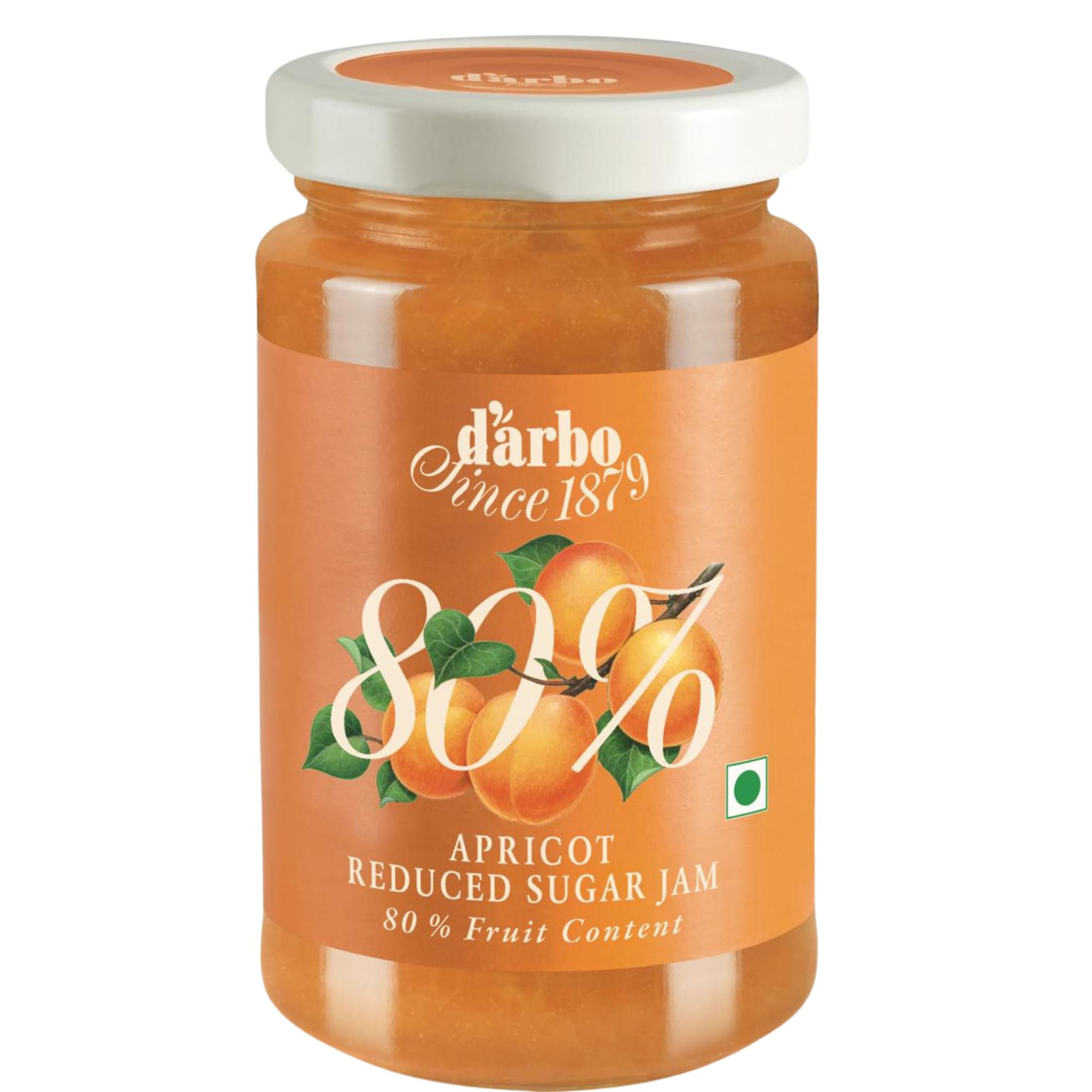Darbo Apricot Reduced Sugar Jam 250g | 80% Fruit Content | Premium Austrian Jam | Natural Ingredients, Low Added Sugar | Perfect Spread for Bread, Toast, Pancakes, Desserts & Healthy Breakfast