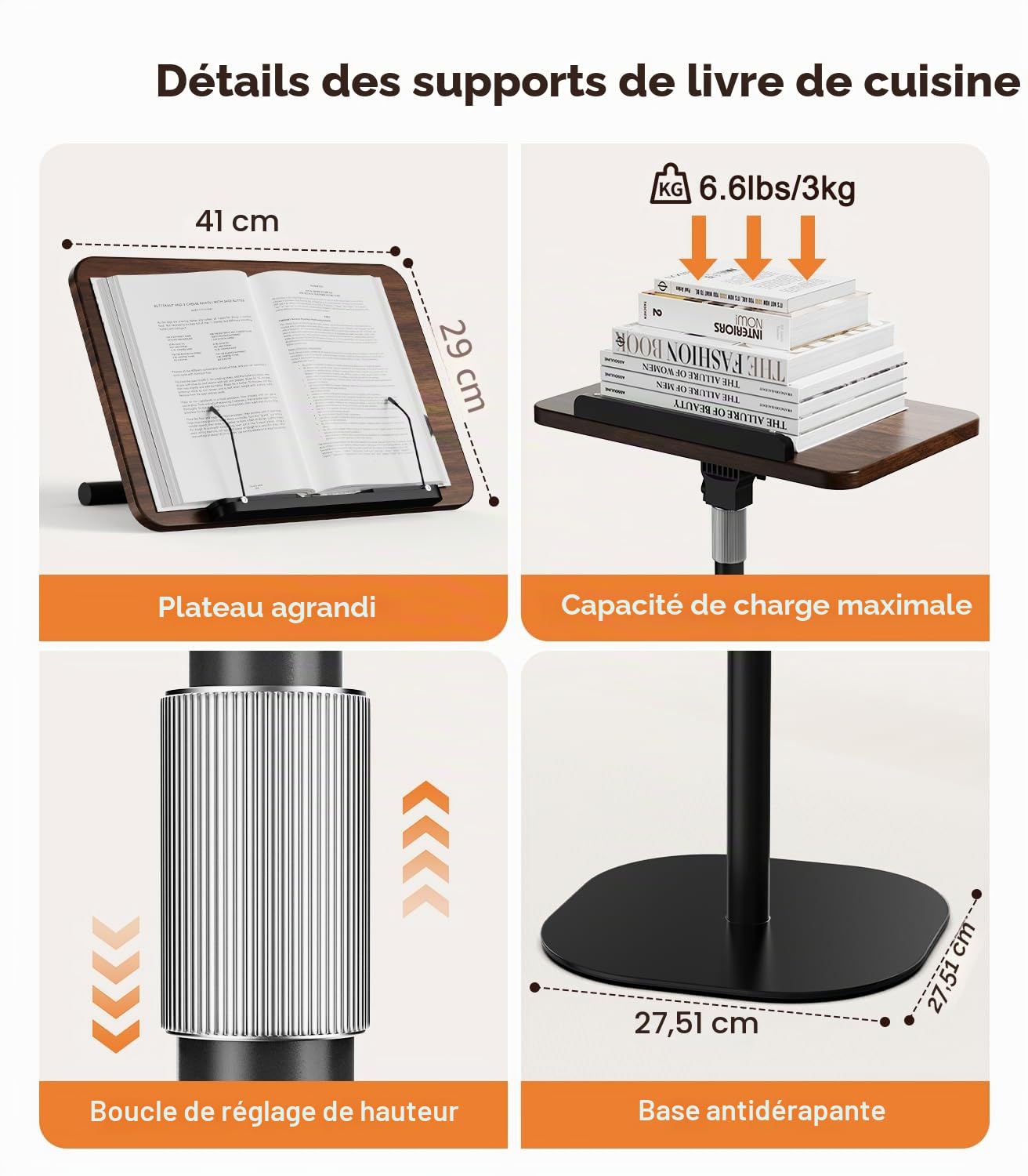 Support de livre 2 en 1 réglable en hauteur avec plateau XXL inclinable à 180° Support lecture Pupitre de musique Support pour ordinateur portable Base antidérapante pour enfants et adultes