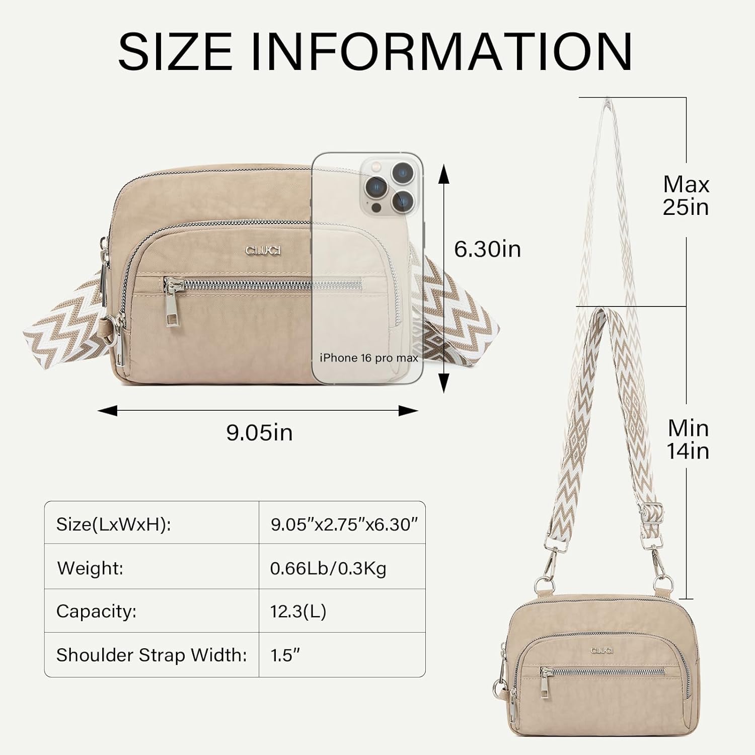 CLUCI Crossbody Bags for Women Travel,Anti Theft Crossbody Bag,Nylon Crossbody Purse,Lightweight Convertible Belt Bag RFID - Image 5