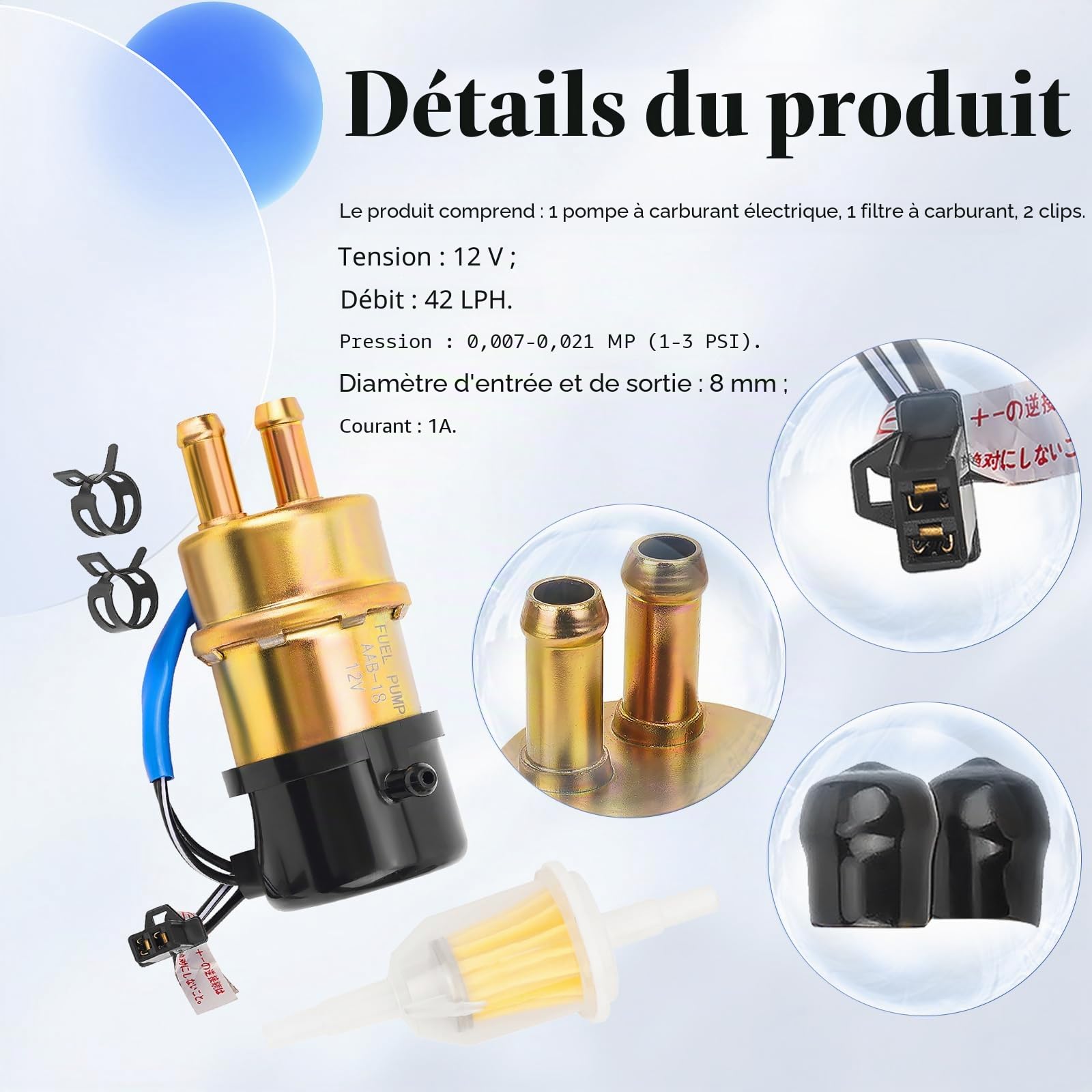 Road Passion Pompe à Carburant électrique 12v pour V star 650/1100 XVS650/XVS1100 //Virago 535/1000/1100 //Vmax 1200 //XJ600S Seca II //TZ250