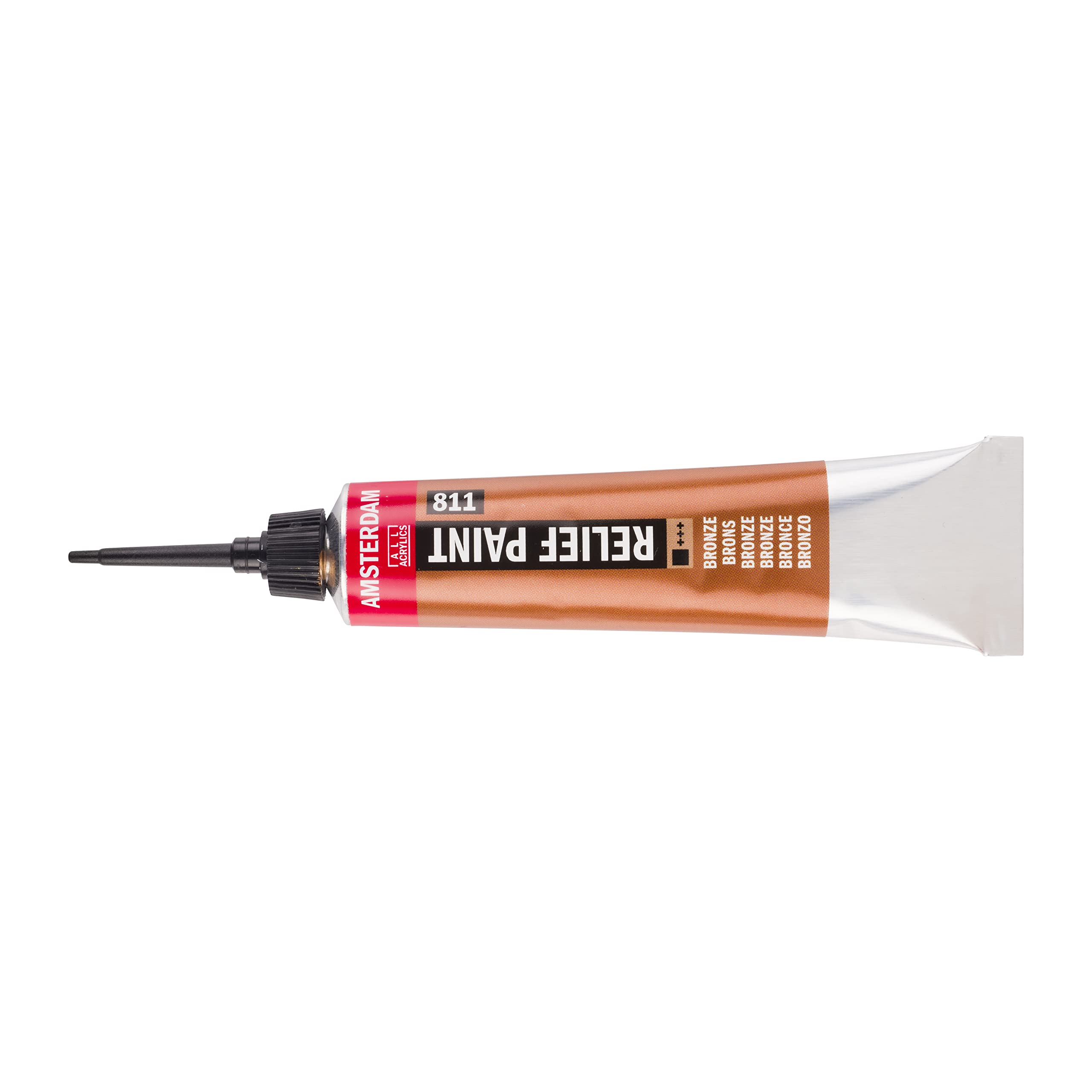 Amsterdam Bronze Relief Paint - 20 Ml Tube - 811 - Opaque Lightfast Pigment - Water-Based & Permanent - Precise Nozzle For 3D Effects - Multi-Surface Use - High Quality - Made In The Netherlands