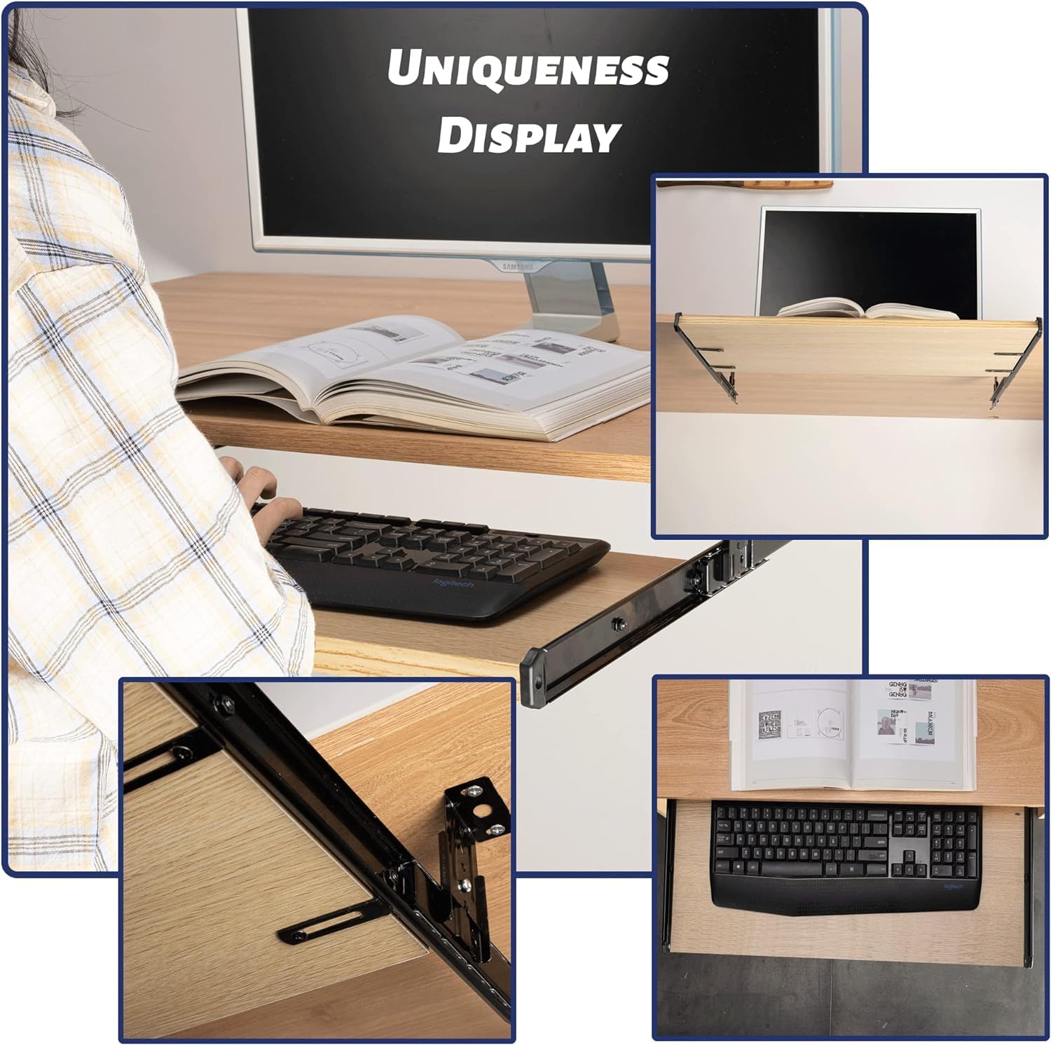 Computer Desk Slides Fafeicy 2-pack Side Mount Keyboard Slide Rails 2-Pack Keyboard Slide ...