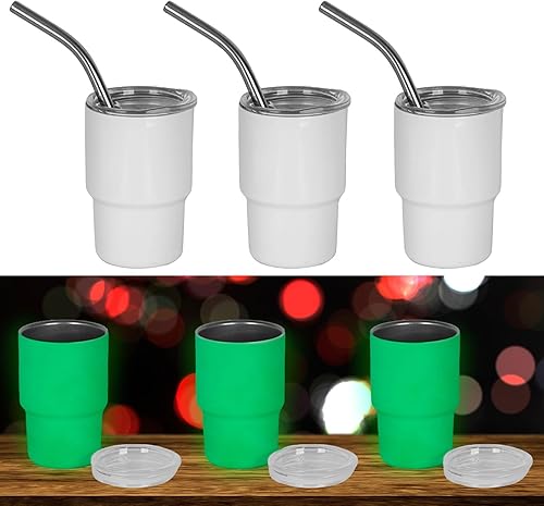 Mini vaso de chupito de 3 onzas con tapa y pajilla, color verde brillante, juego de copas de vino de acero inoxidable, 6 colores mezclados, regalos
