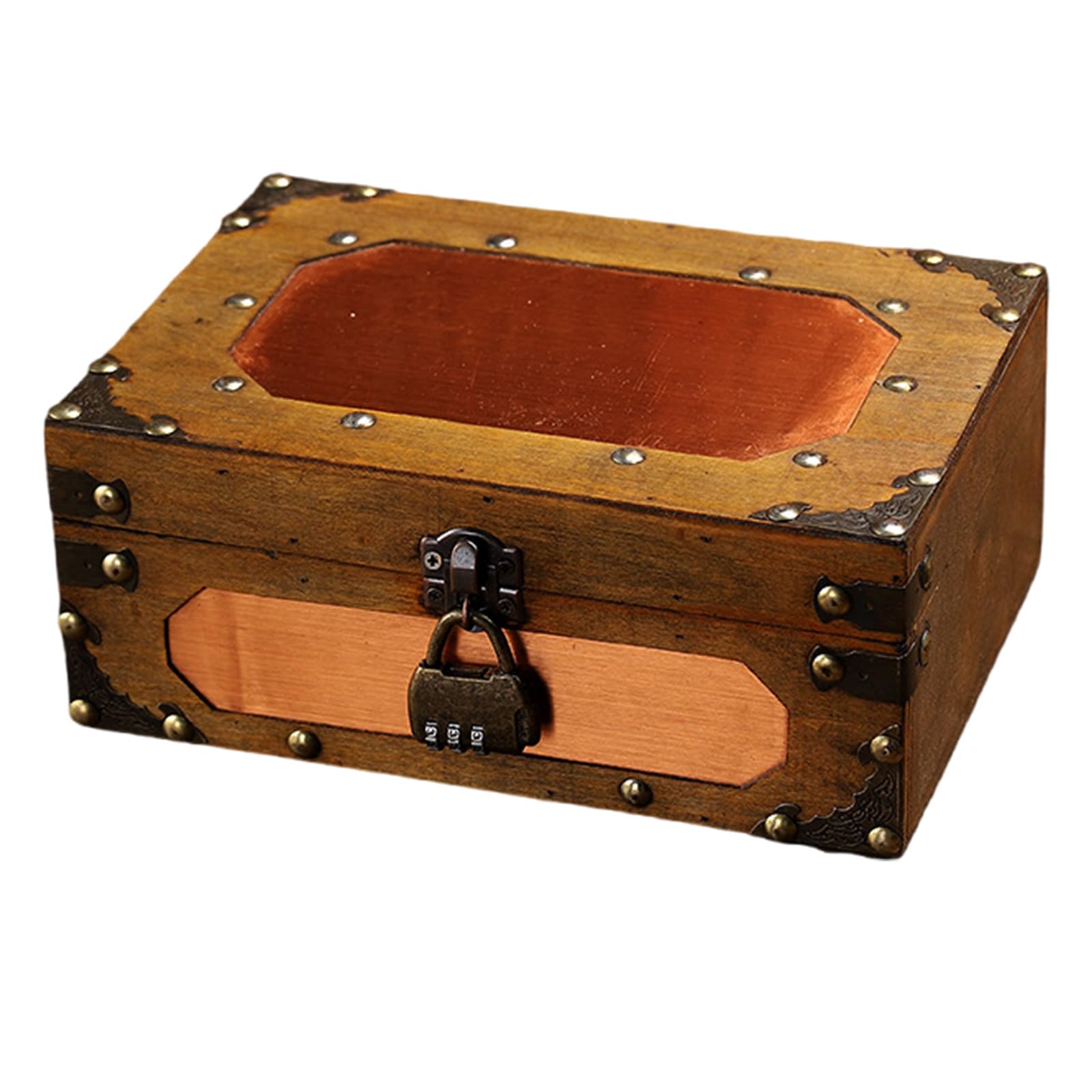 Buxuaaaa A Buxuaaa Decorative Wooden Box Lockable Ccessories Chest With For Jewelry Keepsakes Storage Container Photography Props Wooden Trinket Box With