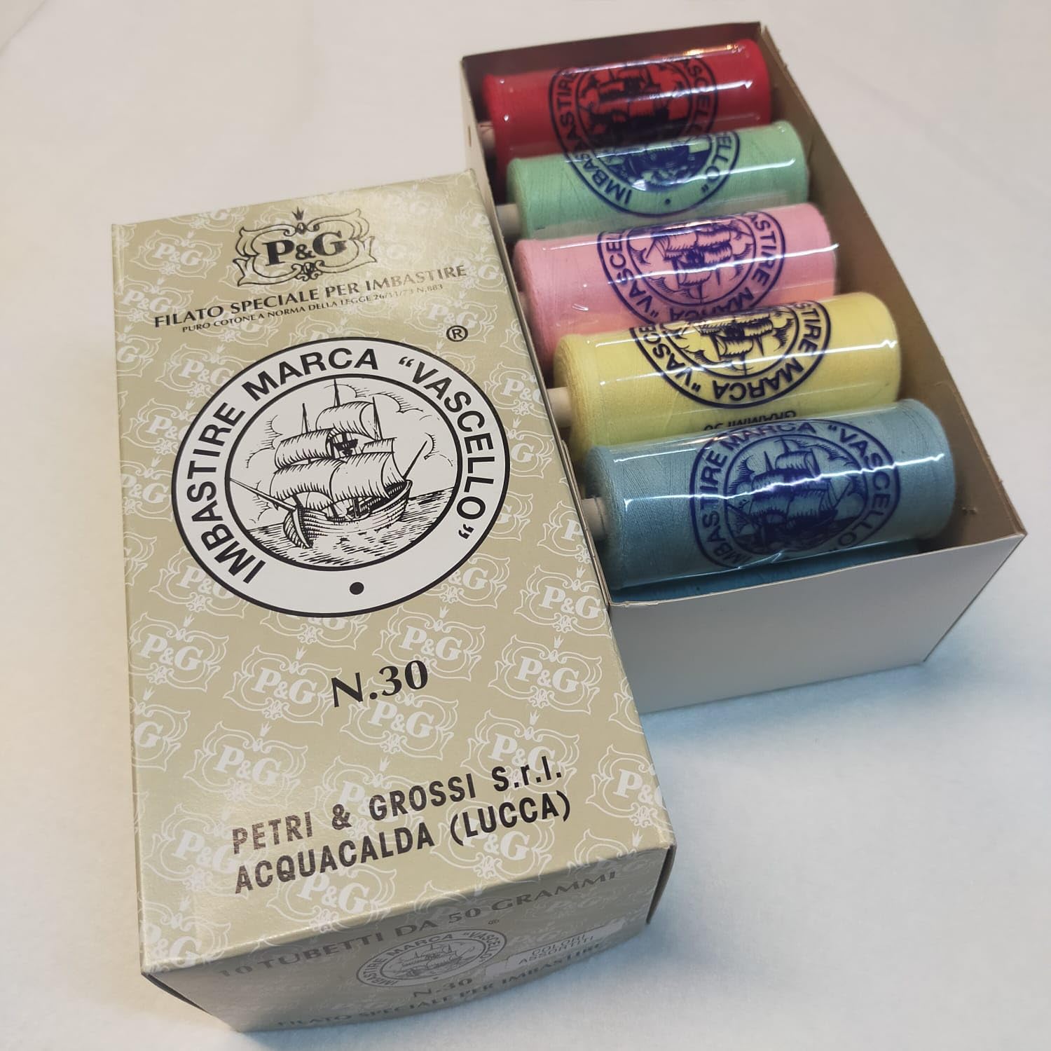 Filo da imbastire gr. 50 colorati - scat10 spole x 50 gr./cad