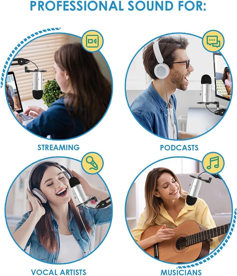 2 Pack Microphone Pop Filter for Blue Yeti Microphones Thick Foam Windscreen Handheld Professional Mic Cover for Blue Yeti, Yeti Pro image 4