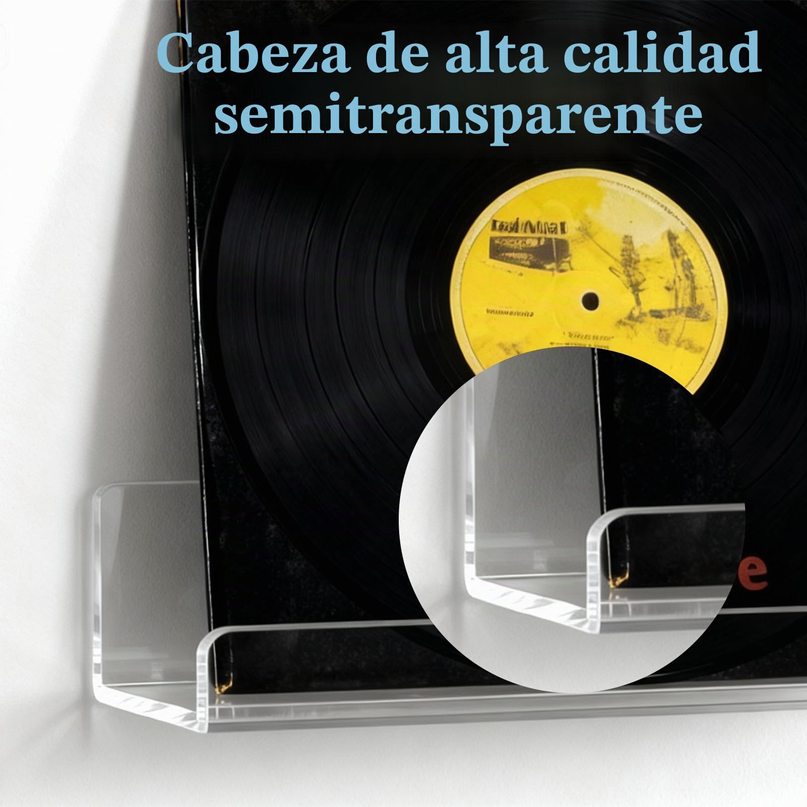 6 Piezas Discos de Vinilo Transparente, Estantería Mural Transparente, Soportes Flotantes de Acrílico Para Discos, Estantería Para Vinilos, 10 x 3,5 x 3 cm.