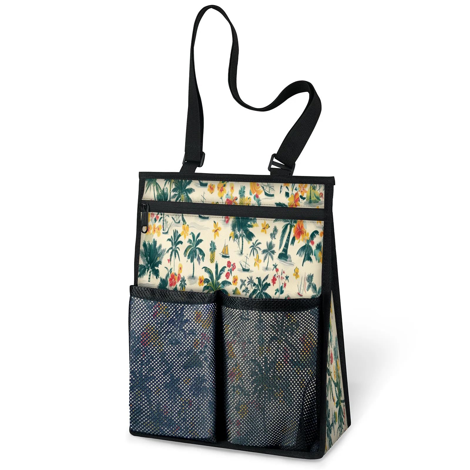 Ourtheme Tropical Hawaii Theme Portable Shower Bag for Travel Gym Camp Beach Tote Shower Caddy Bags Hanging Toiletry