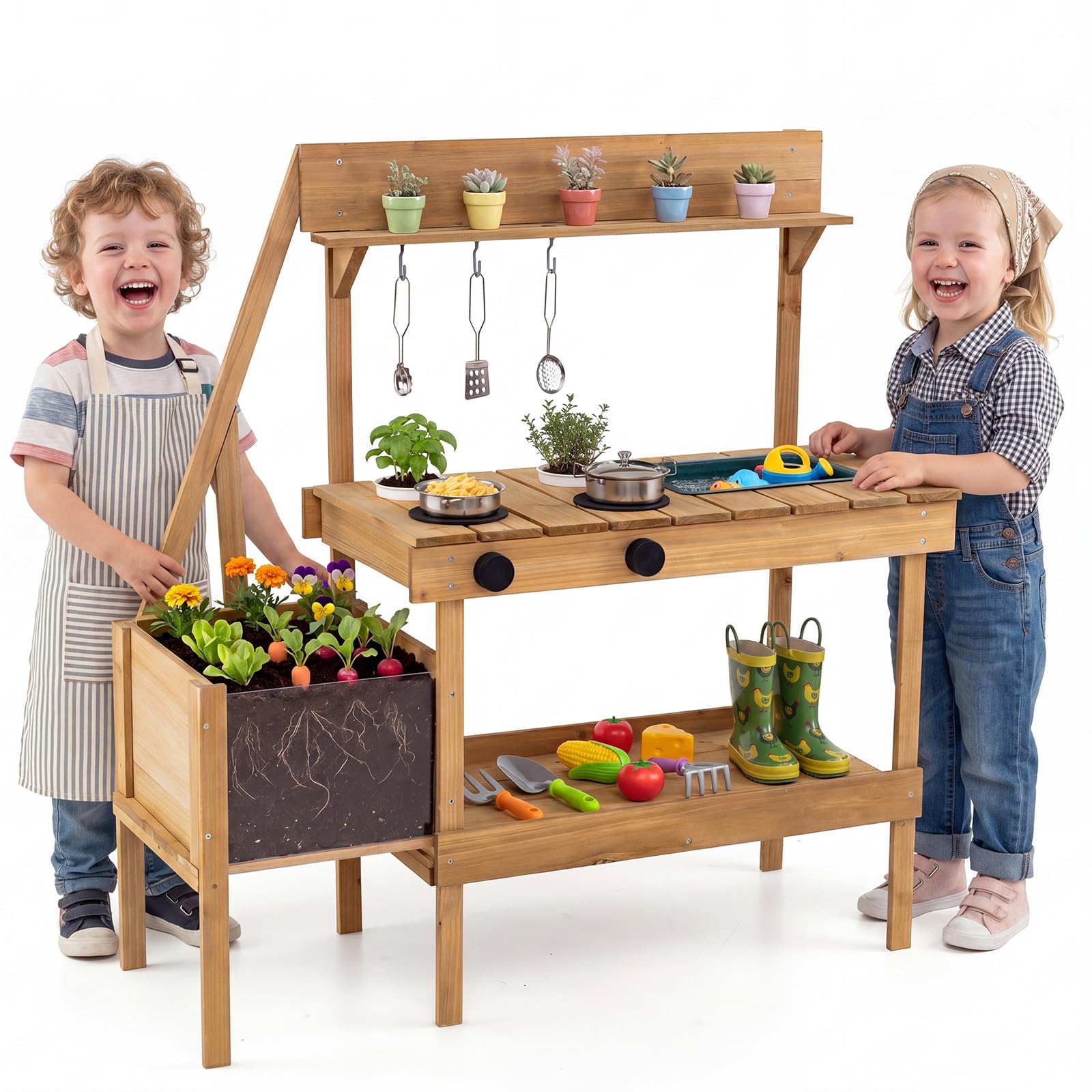 GYMAX Kids Mud Kitchen, Outdoor Toy Gardening Center