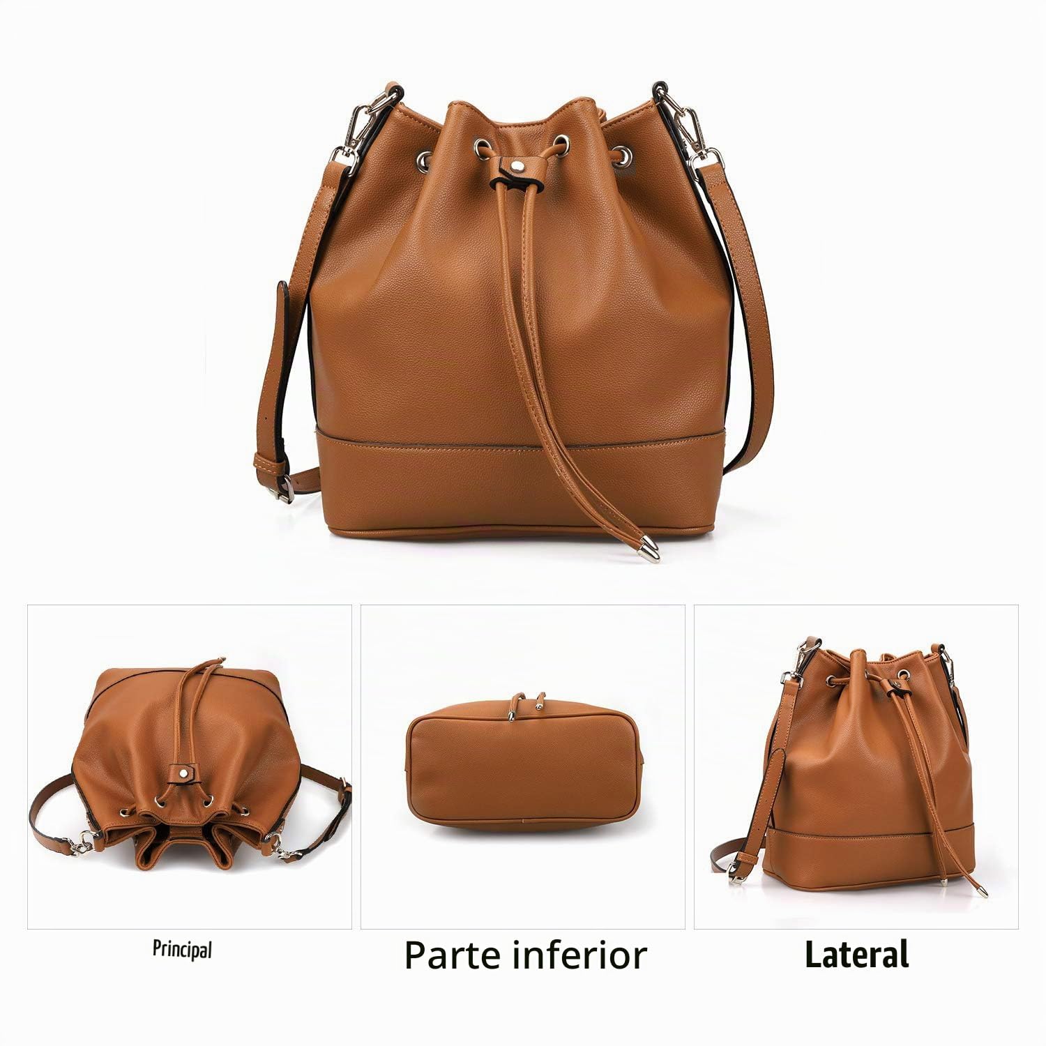 AFKOMST Beuteltasche Damen,Leicht Schultertasche Damen Gross und Sanft Handtasche mit 2 Schulterriemen…, Marrón, Marrón