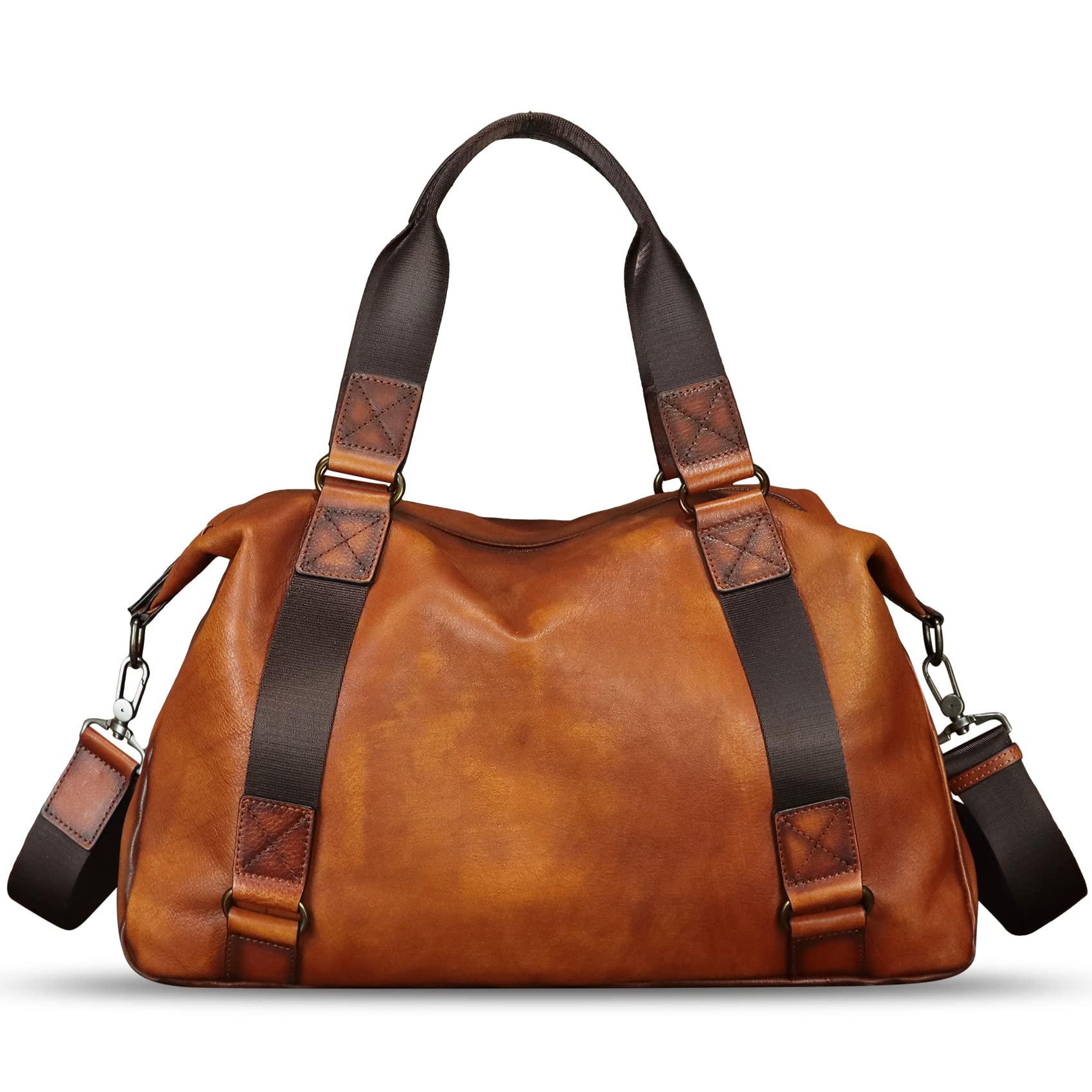 Genuine Leather Travel Bags for Men and Women Duffle Bag Vintage Purse Handbag Shoulder Crossbody Sport Bag