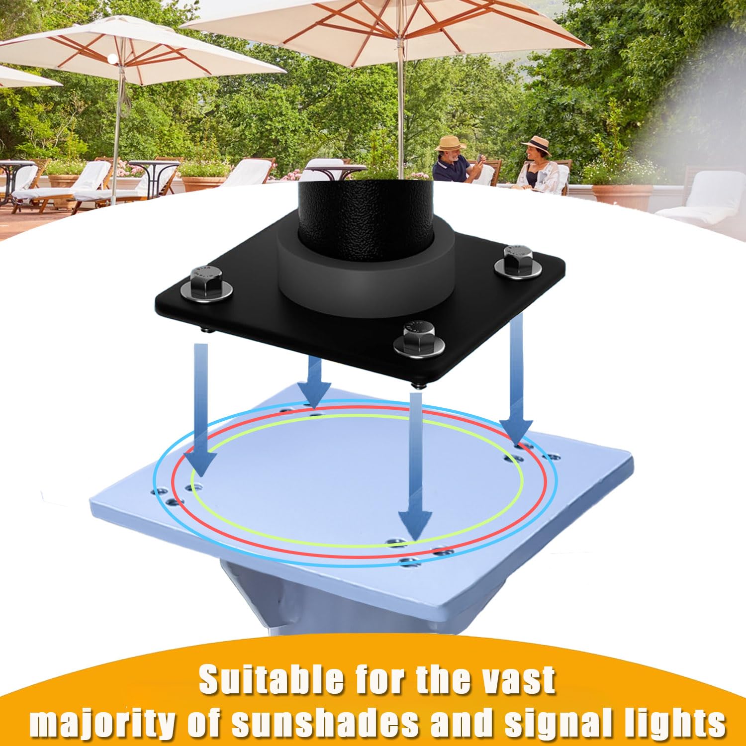 Lot De 3 Supports De Parasol, Ancrages Au Sol Pour Parasol, Ancrages