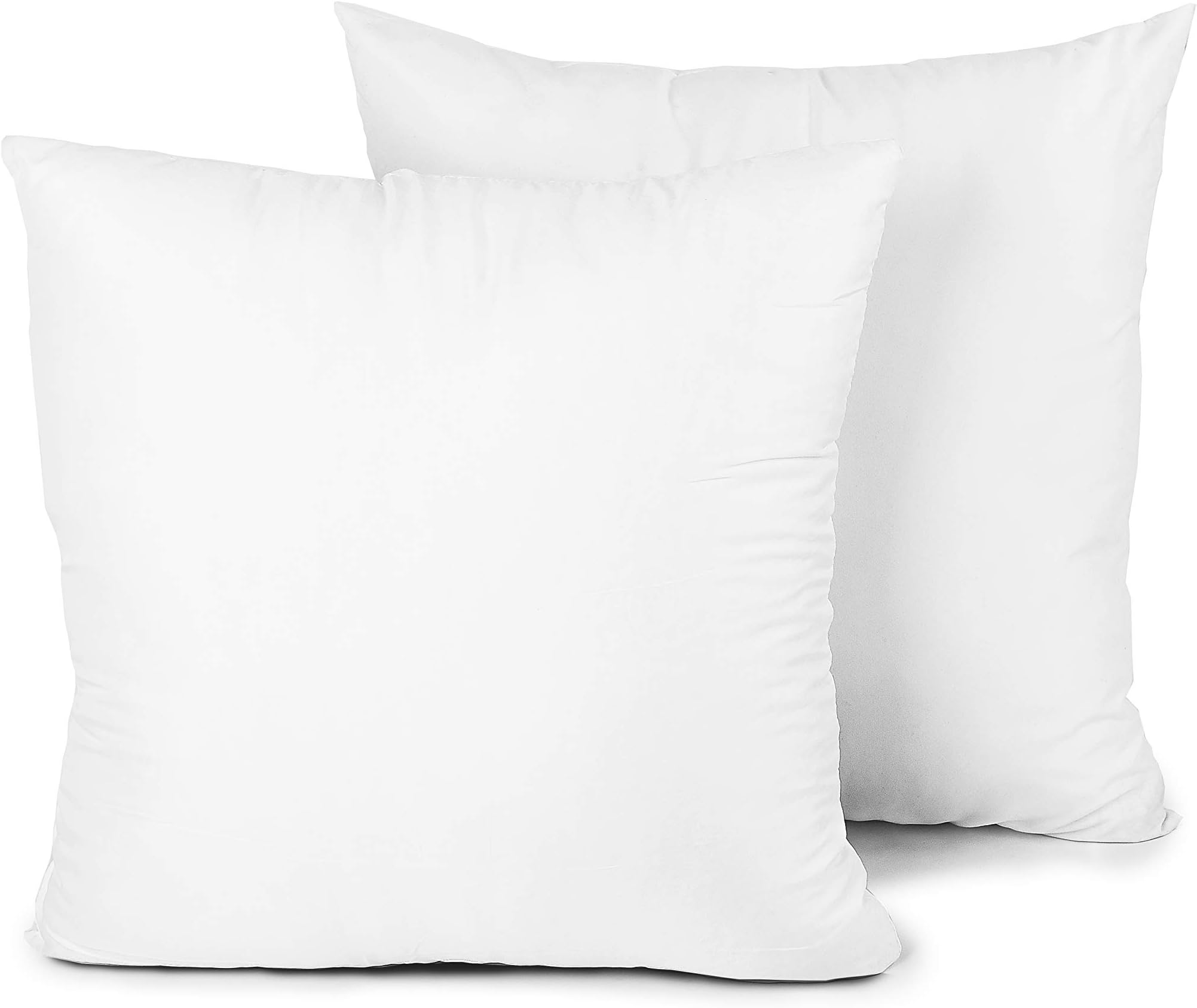 EDOWThrow Pillow Insert, Set of 2 Hypoallergenic Down Alternative Polyester Square Form Decorative Pillow, Cushion,Sham Stuffer. 24x24 White