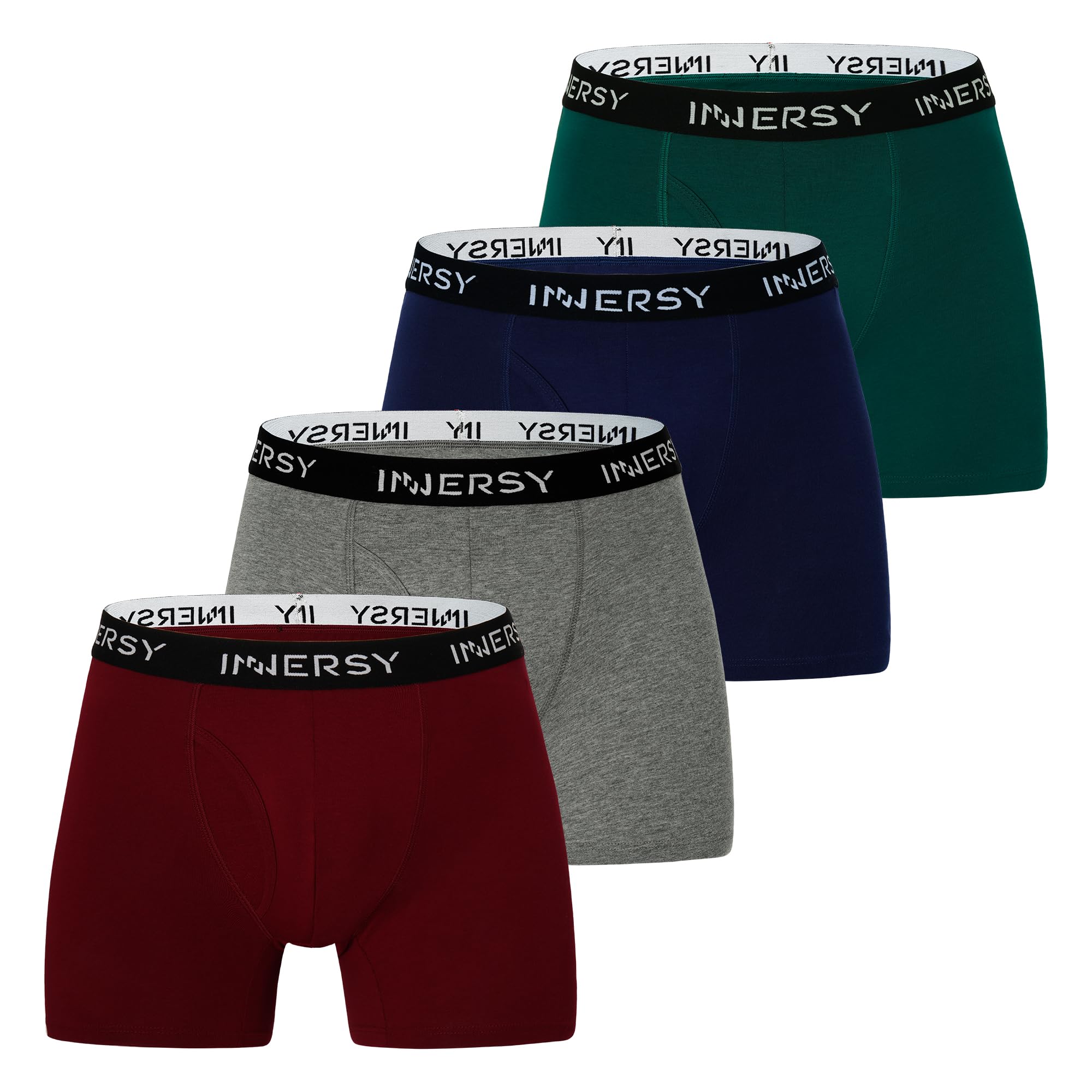 INNERSY Calzoncillos Hombre Boxer Algodón Elástico Ropa Interior Cómoda Boxers con Bragueta Pack de 4