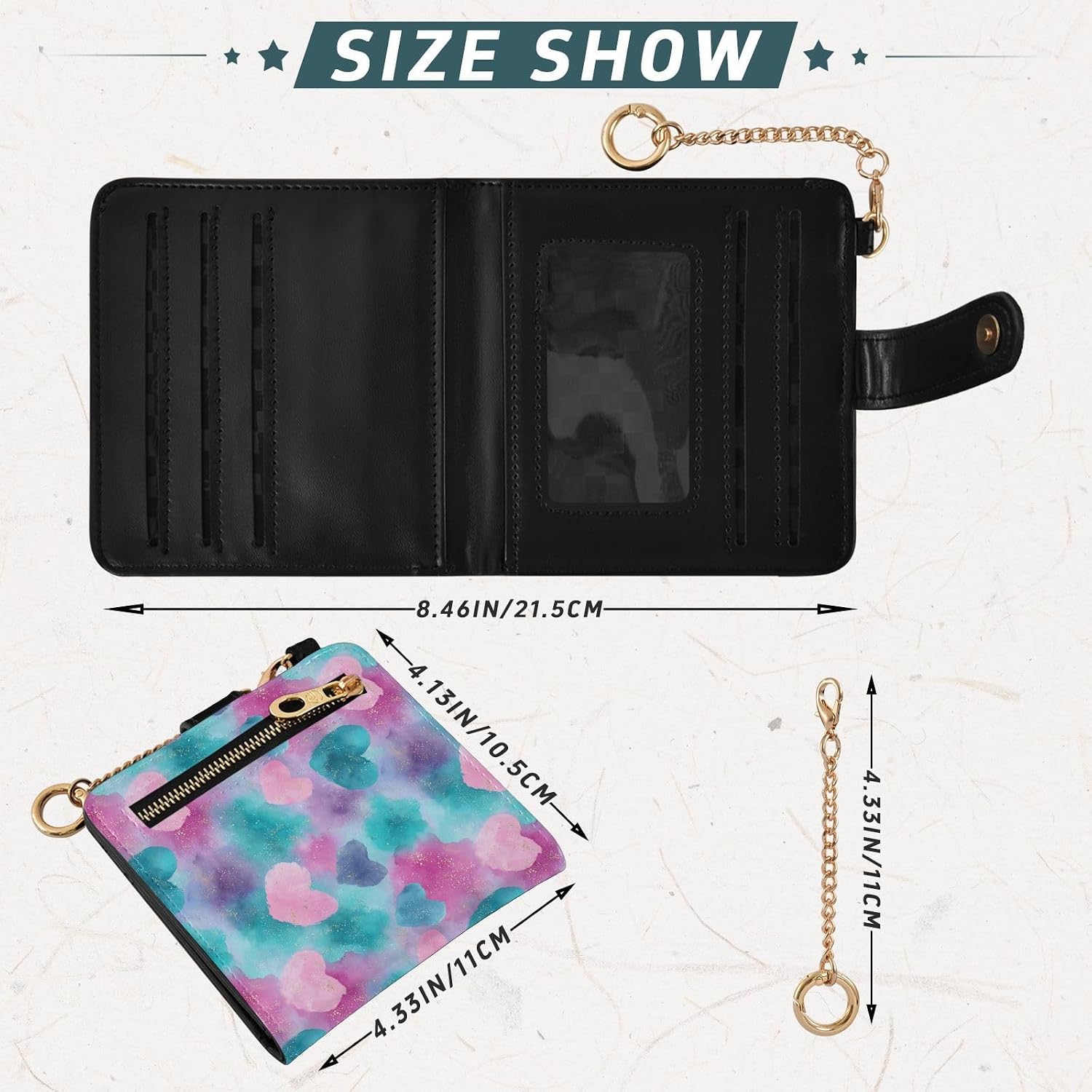 Yuiboo Galaxy Heart Light Purple Ladies Slim Foldable Wallet Unique Premium PU Leather Wallet for Women image 3