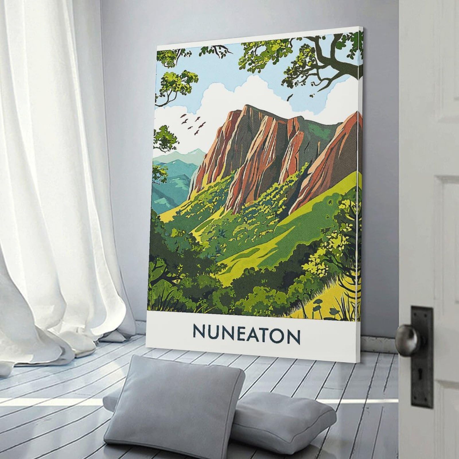 Junmoney Canvas Wall Picture Nuneaton Landscape, 12x18inch(30x45cm), for Study, Office Or Focused Interiors, Wall Art That Adds Style to Work Areas