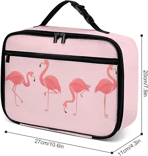 Miniatura 3 de Lonchera reutilizable con diseño de flamencos rosados, bolsa de almuerzo aislada, lonchera para comida y comida, bolsa de mano para mujeres, niños,