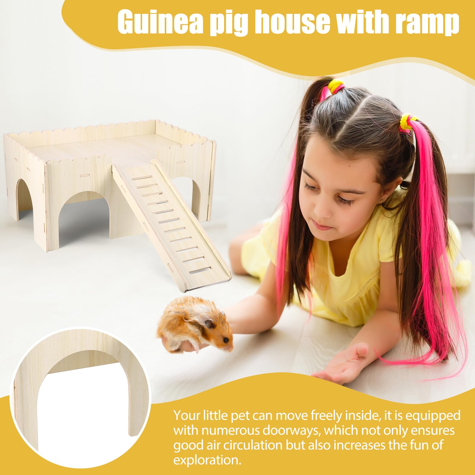 Jasfyee Guinea Pig Wooden House,Hamsters, Rabbits, Golden Bears - Image 4