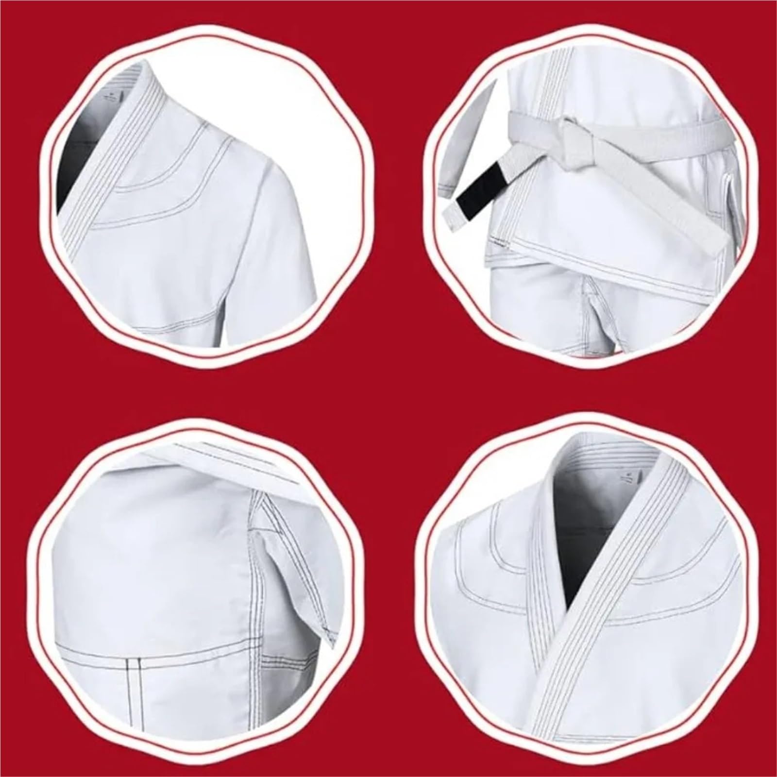 Jiu-Jitsu-Gi-Anzug for Herren, BJJ-Gi, Damen, Grappling, einlaufvorbehandelt, schweißableitend, maschinenwaschbar, leicht – mit Gürtel FüR MäNner Frauen