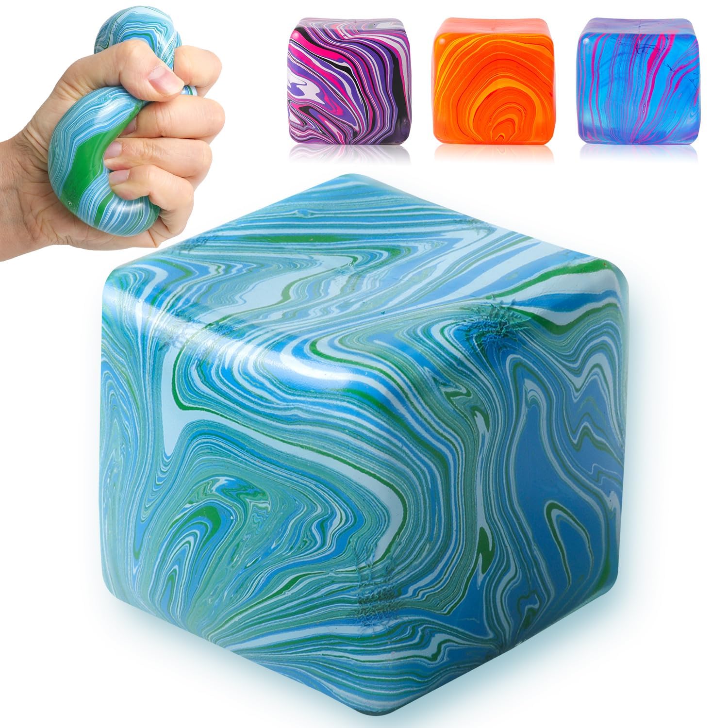 Squishy Stress Cube Ball, Large Green Fidget Toy for Teens with Autism