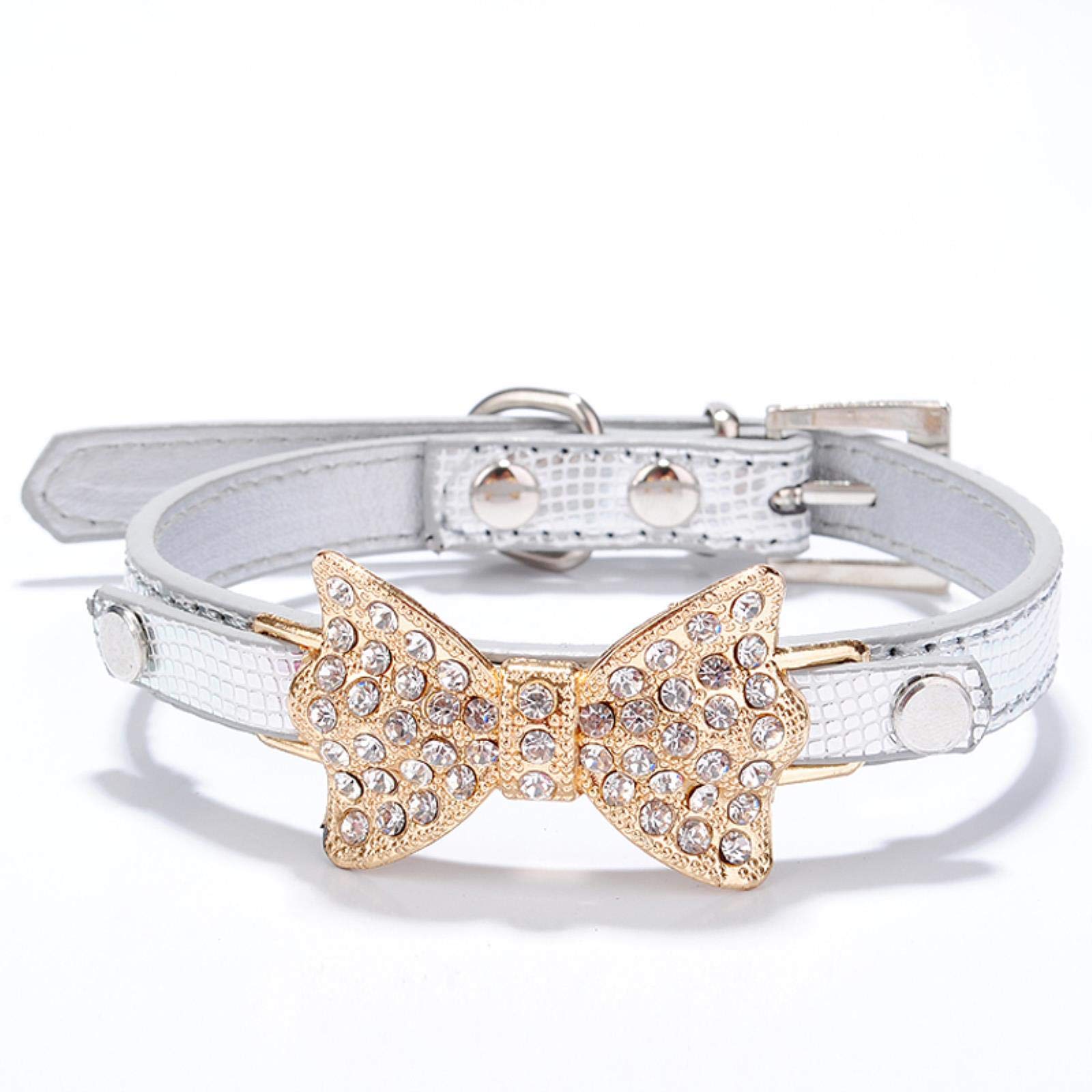 Strass Hundehalsband Aus PU-Leder – Für Kleine Hunde & Welpen, In Vielen Farben, Mit Schnalle