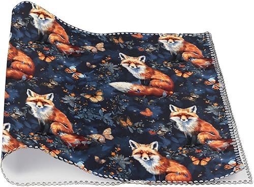 Miniatura 3 de Animal Fox Print Placemats Set of 6 Resistant Table Mats Washable Place Mats for Dinner Party Table Decoration