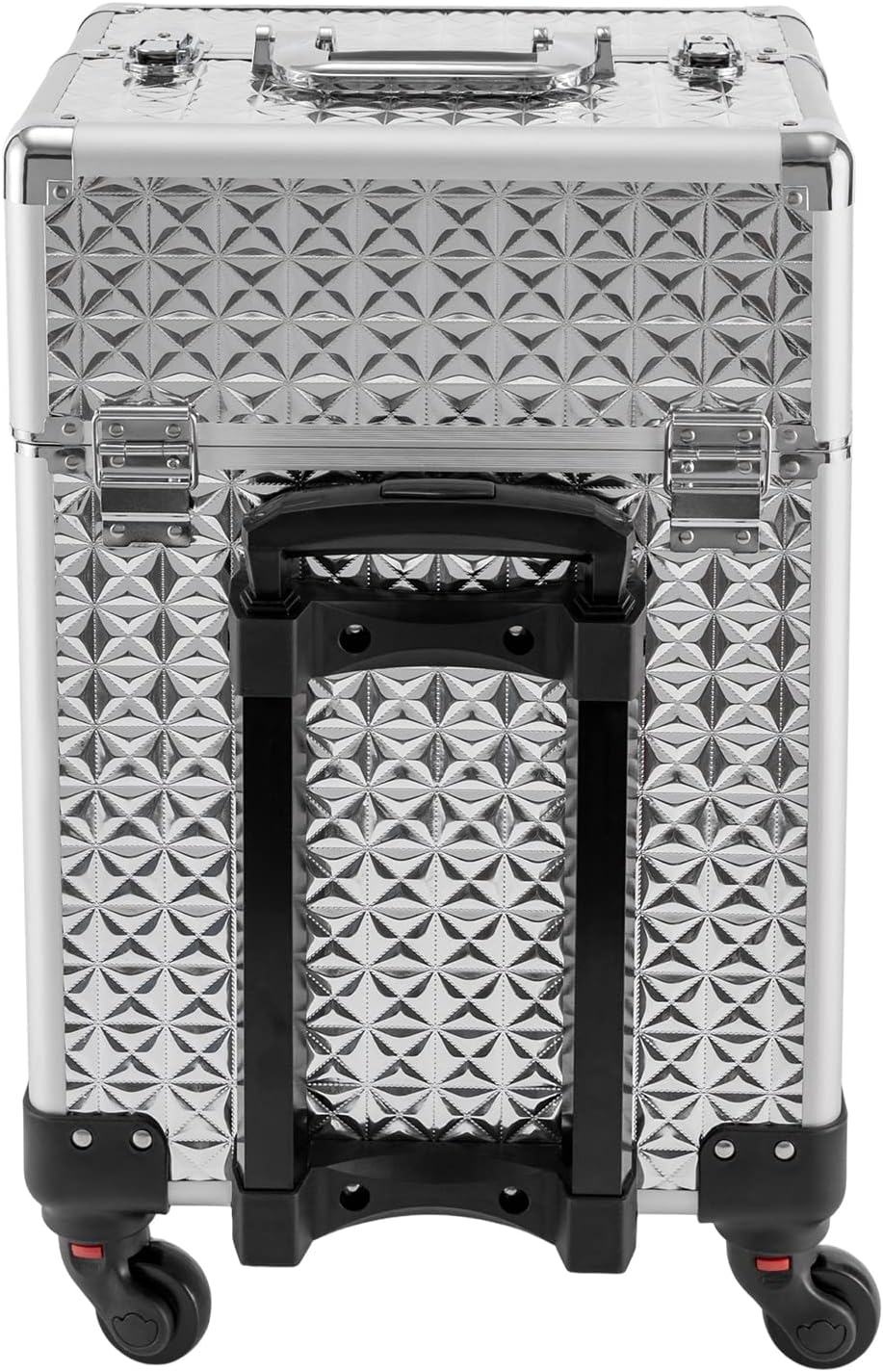 Makeup Rolling Case, Professional Rolling Nail Case Wheeled Manicure Storage Case Polish Organizer w/ Universal Wheels, Portable Adjustable Studio Travel Cart for Nail Technicians Hairstylist (Sliver)