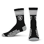 For Bare Feet NFL 4 Stripe Deuce Crew Sock, Las Vegas Raiders, Medium