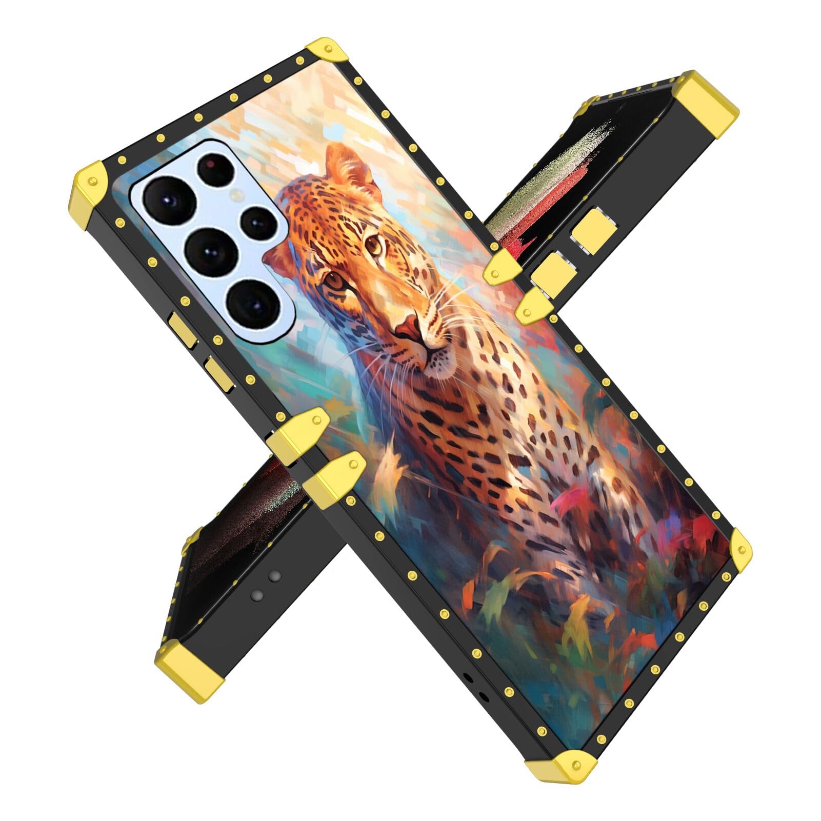 Phone Case for Samsung Galaxy S22 Ultra with Leopard-aa1 Pattern Design Black Soft TPU Slim Fit Anti Scratched Protection Cover Case