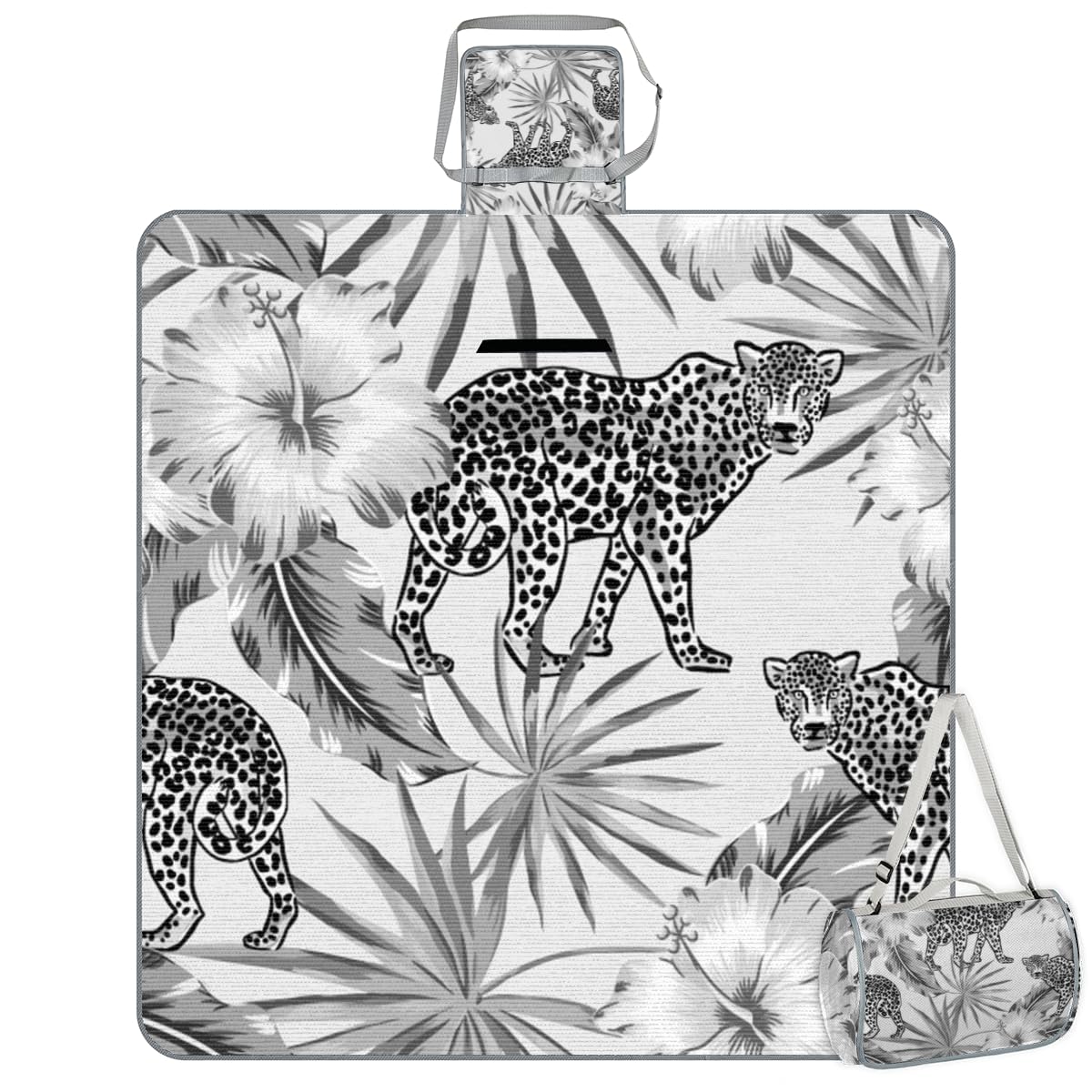 Shimoshe Picnic Blankets 57”x 59”, Leopard Ink Painting Waterproof Sandproof Picnic Mat Lightweight Foldable Beach Blanket for Camping Park Grass Beach Outdoor Blanket