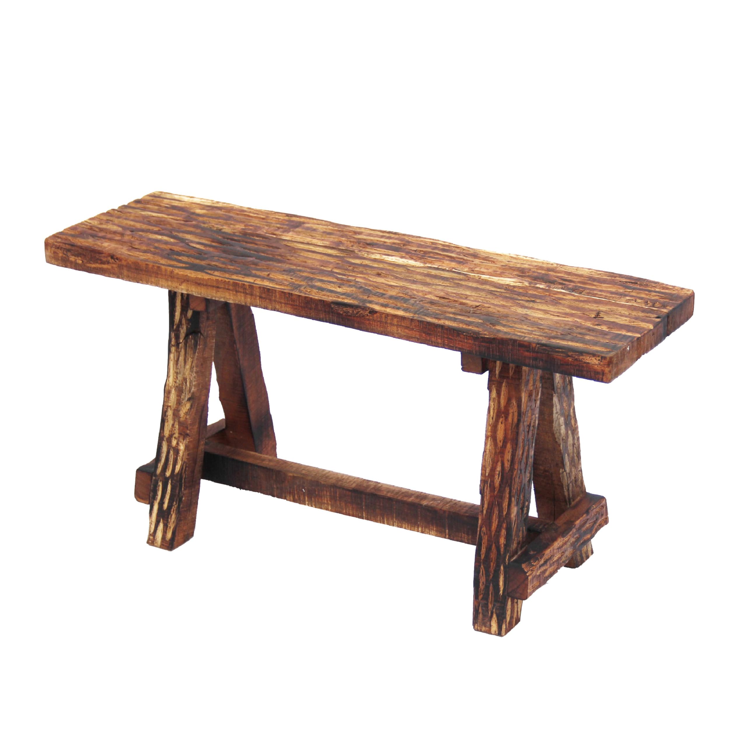 The Urban Port Wooden Garden Patio Bench with Retro Etching, Cappuccino Brown