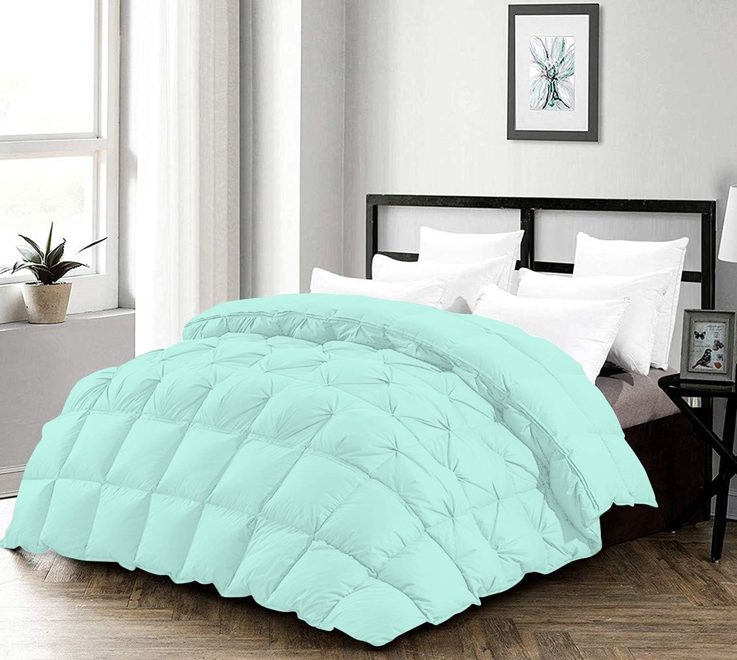 3 Half Piece Pinch Pleated Comforter Set Premium 800 Thread Count 100% Egyptian Cotton Super Soft (King/California King Size Burgundy Color)