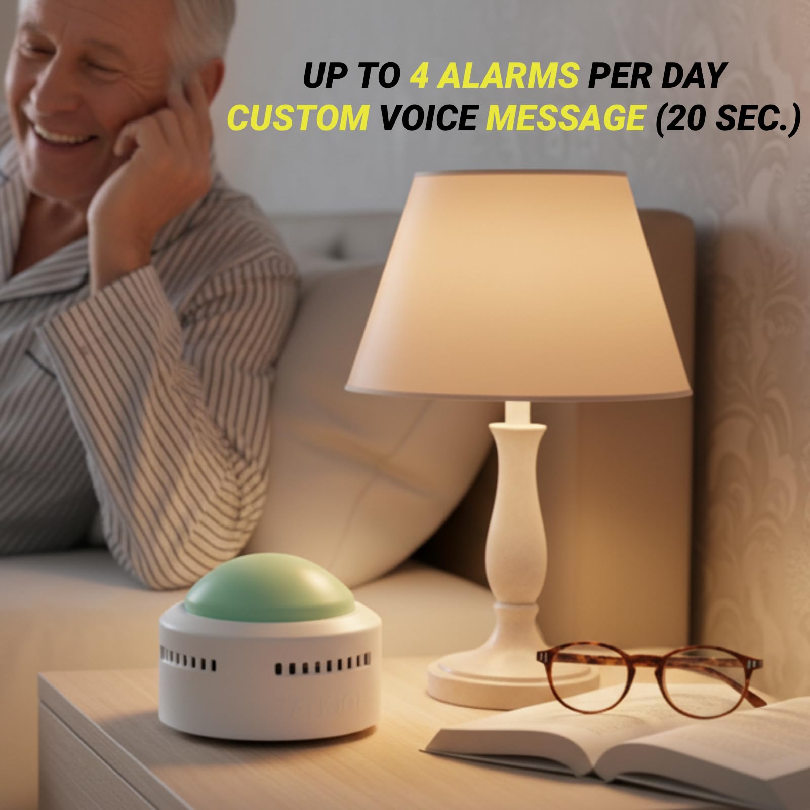 Reloj de mesa parlante para ciegos, ancianos y discapacitados visuales, con sensor de chismes, 5 idiomas ajustables, 4 despertadores por día, indicador de hora y fecha, idea de regalo para