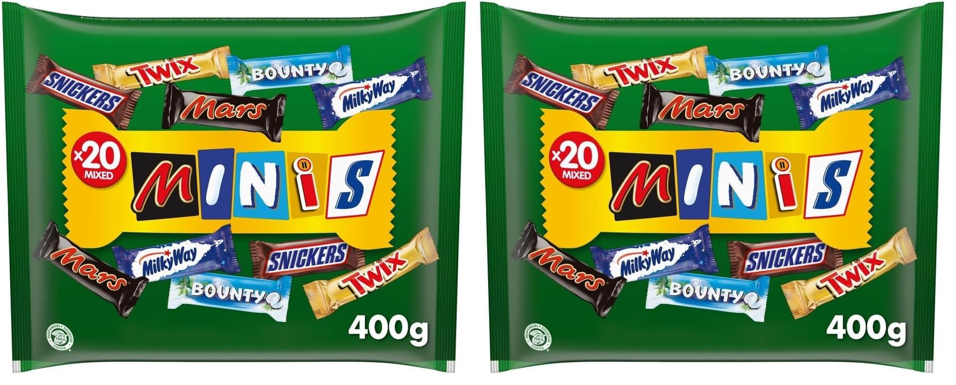 Mars surtido de chocolatinas en formato mini: Twix, Snickers, Mars