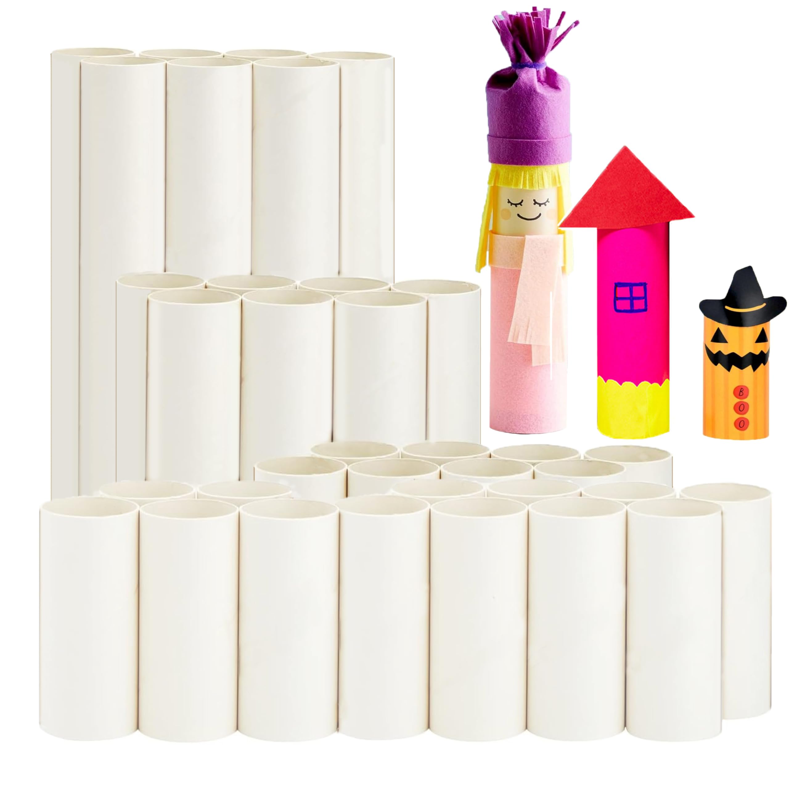 Snapklik.com : 35 Pcs White Cardboard Tubes For Crafts, Thick Craft ...