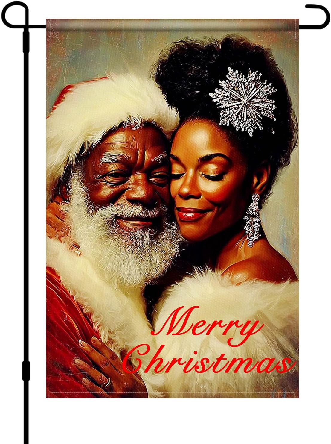 Black Santa and African American Mrs Claus Merry Christmas Garden Flag 12x18 Inch Holiday Couple Yard Banner Double Sided Seasonal Outdoor Winter Decoration for Porch Lawn Patio Pathway - Image 8