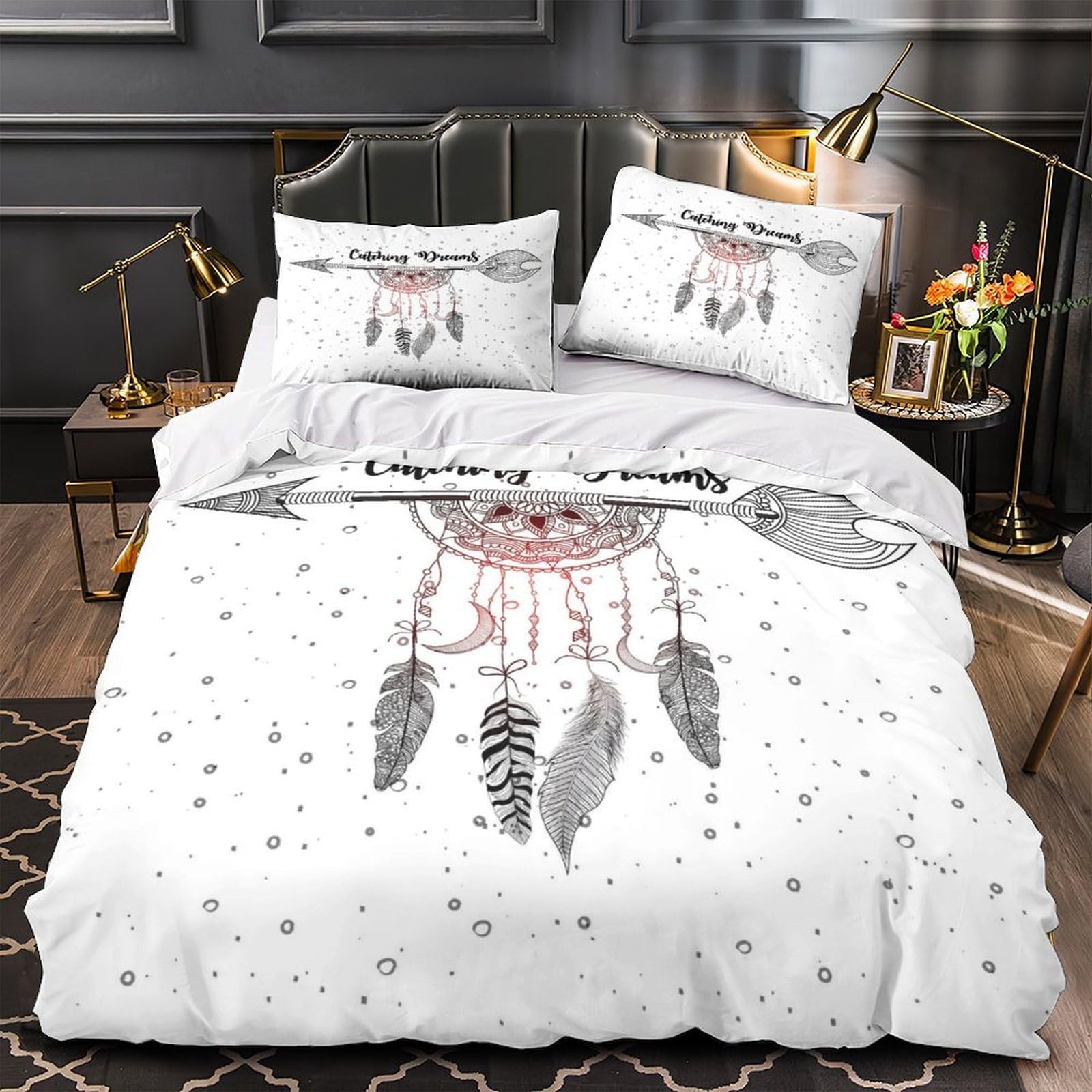 3D Traumfänger Bettwäsche Mikrofaser Set Jugend Schlafzimmer | Traumfänger Motiv Reißverschluss hautfreundlich pflegeleicht Geschenkidee King（220x240cm）