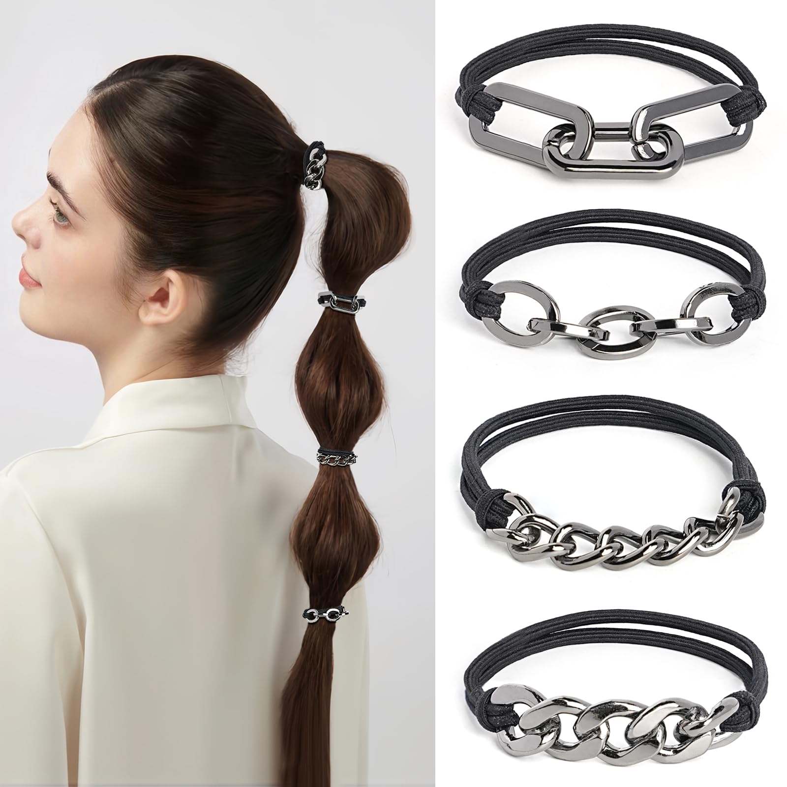 Amazon.com : 4-Pack Black Hair Ties - Hair Bands for Women