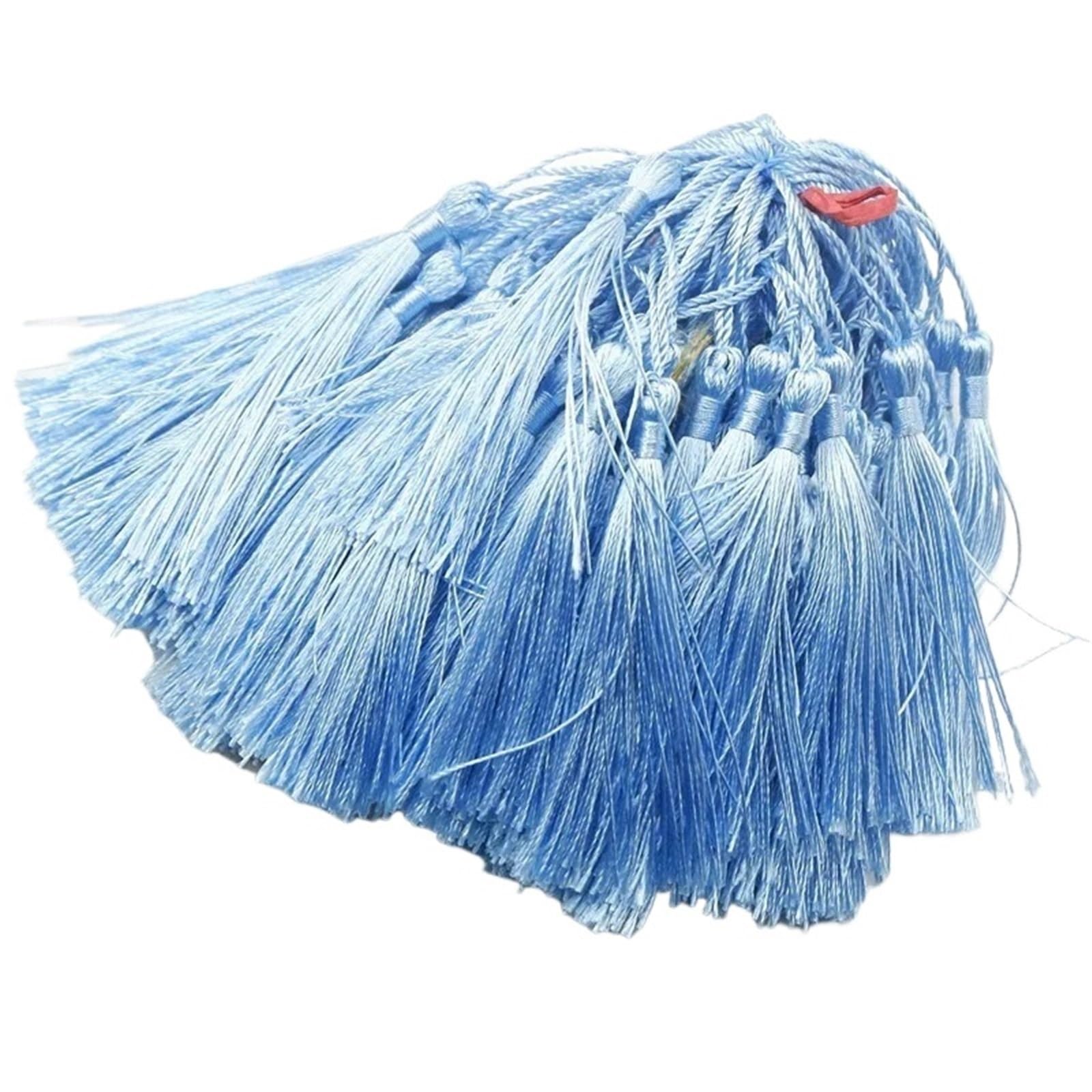 Mini Tassels 300pcs/lot 13cm Tassel Silk Fringe Silky Floss Bookmark Tassels Mini Tassels For DIY Craft Jewelry Making Souvenir Bookmarks for Crafts(24 LightBLue)